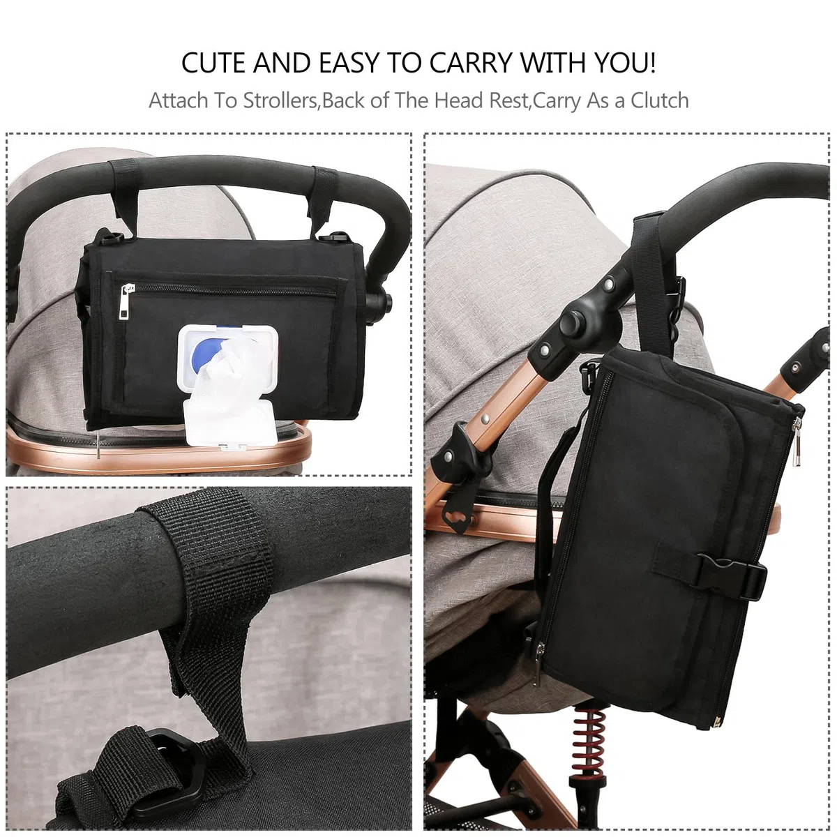 Bebamour Cambiador de pañales portátil con bolsillo para toallitas, cambiador de bebé de viaje con cojín para la cabeza para bebés, almohadillas impermeables para cambiar pañales esenciales para