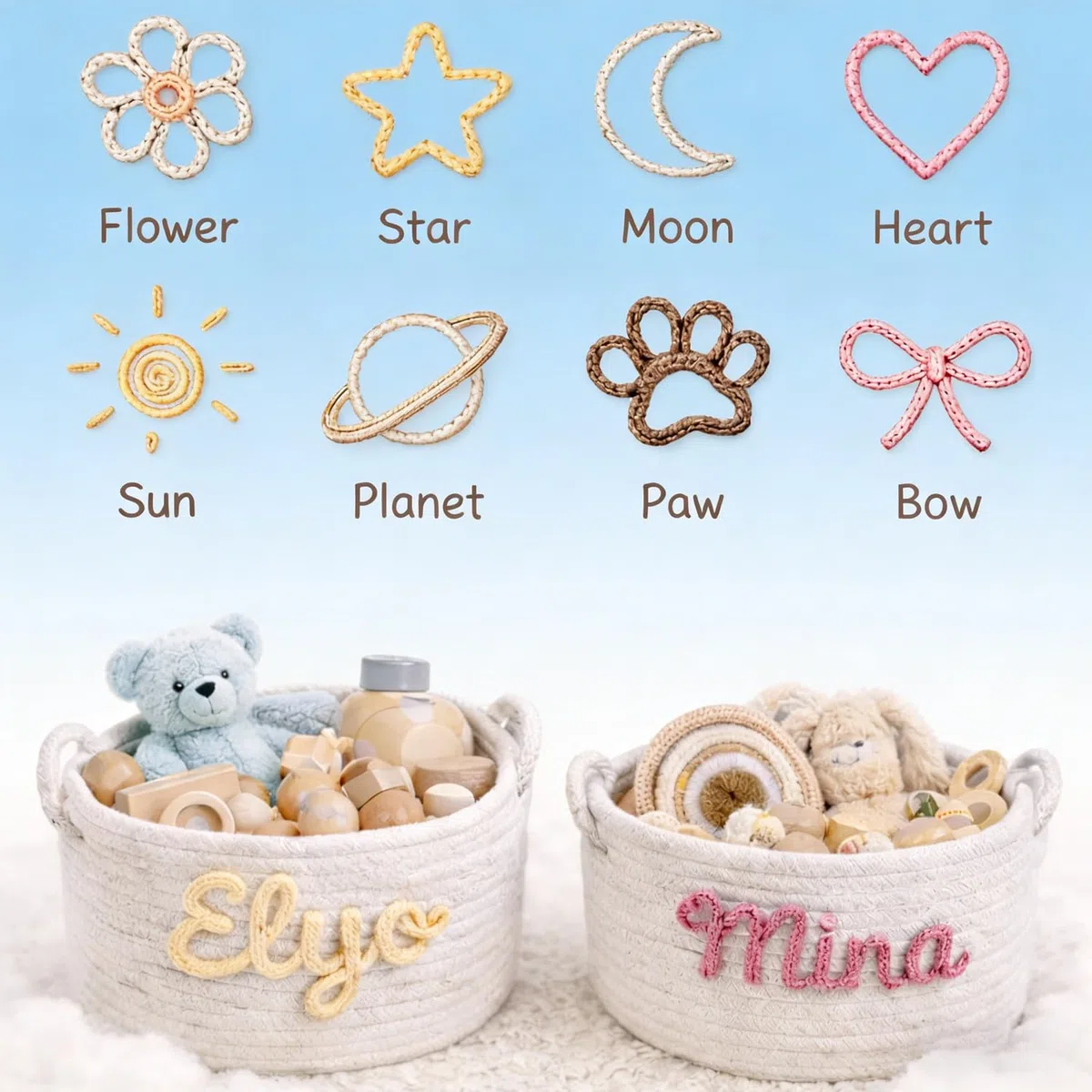 Cesta De Almacenamiento Personalizada Para Bebé – Organizador De Pañales Y Ropa De Algodón Suave Para La Decoración De La Habitación Infantil, Regalo Personalizado Para Recién Nacidos