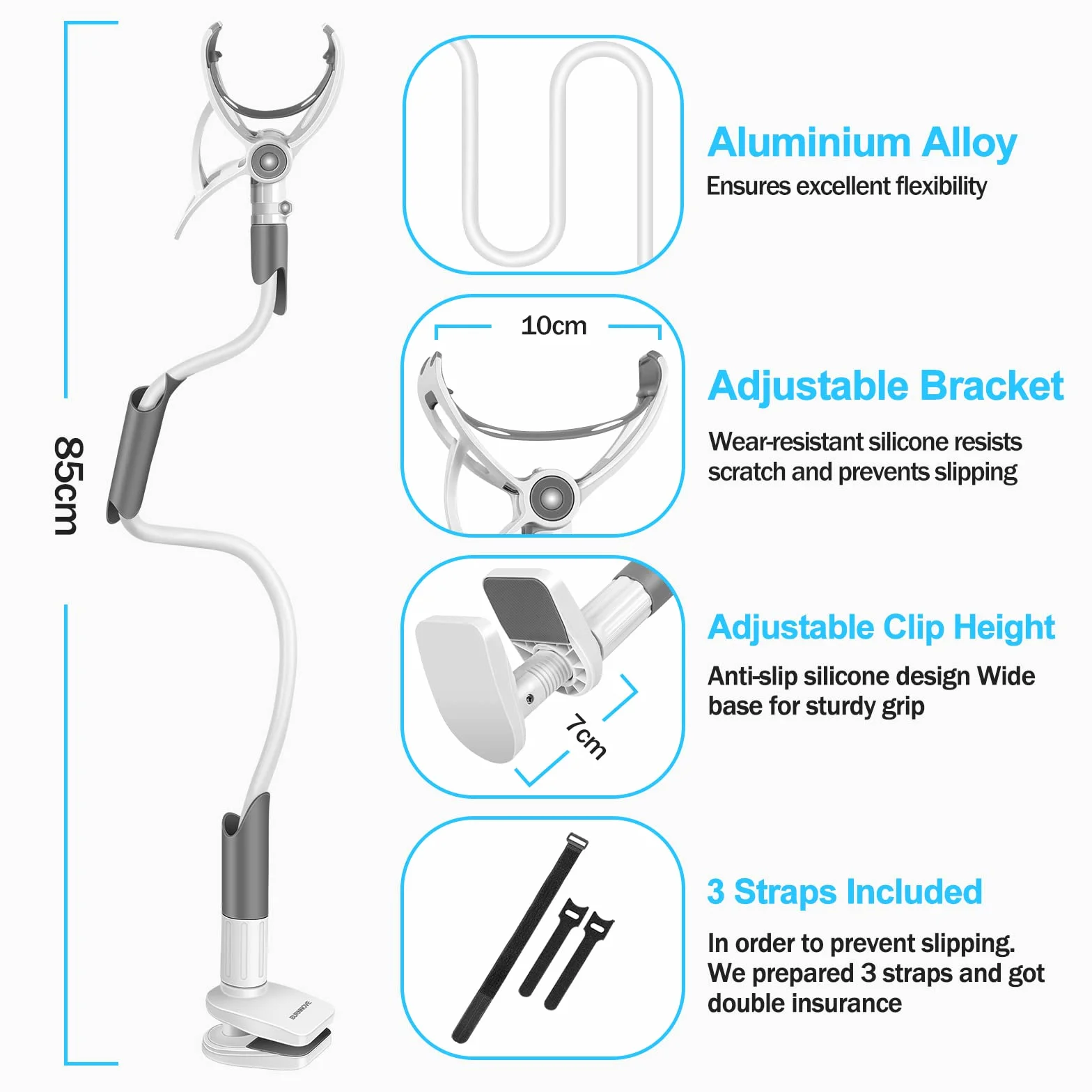BURNNOVE Soporte para Vigilabebes Universal, Soporte para Cámara Monitor de Bebé Ajustable sin Perforación, Giratorio de 360 °, Compatible con la Mayoría de de Monitores de Bebé, Teléfonos Móviles