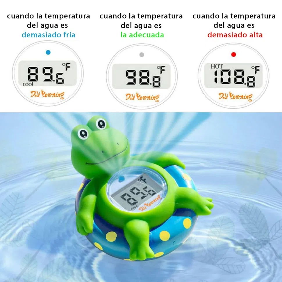 Termómetro de baño para bebés Doli Yearning, juguete de baño flotante para niños pequeños, termómetro de bañera, en grados Fahrenheit y Celsius - Rana azul