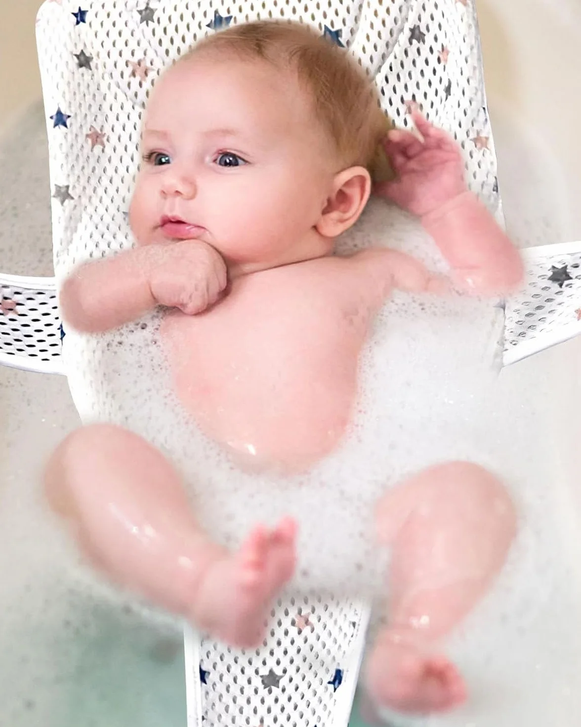 Asientos para el baño para bebés,1pcs Cojín de baño para bebé,Ajustable Red de Soporte,Red de Baño para bebés,Red Antideslizante para Recién Nacidos,Asiento Hamaca Bañera Bebé para 0-36 meses