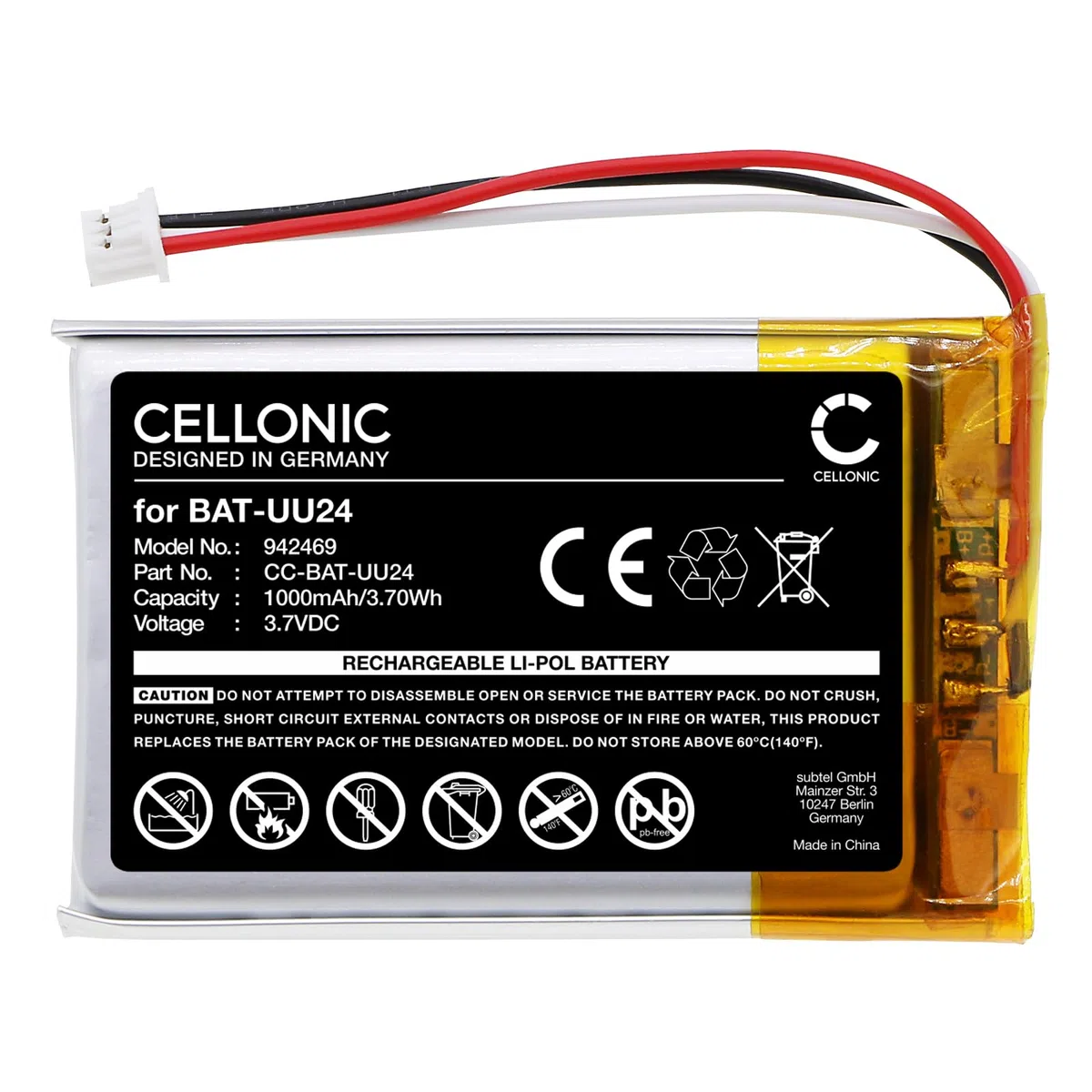 CELLONIC, Batería para Vigilabebes Compatible con GHB UU24 (1000mAh)