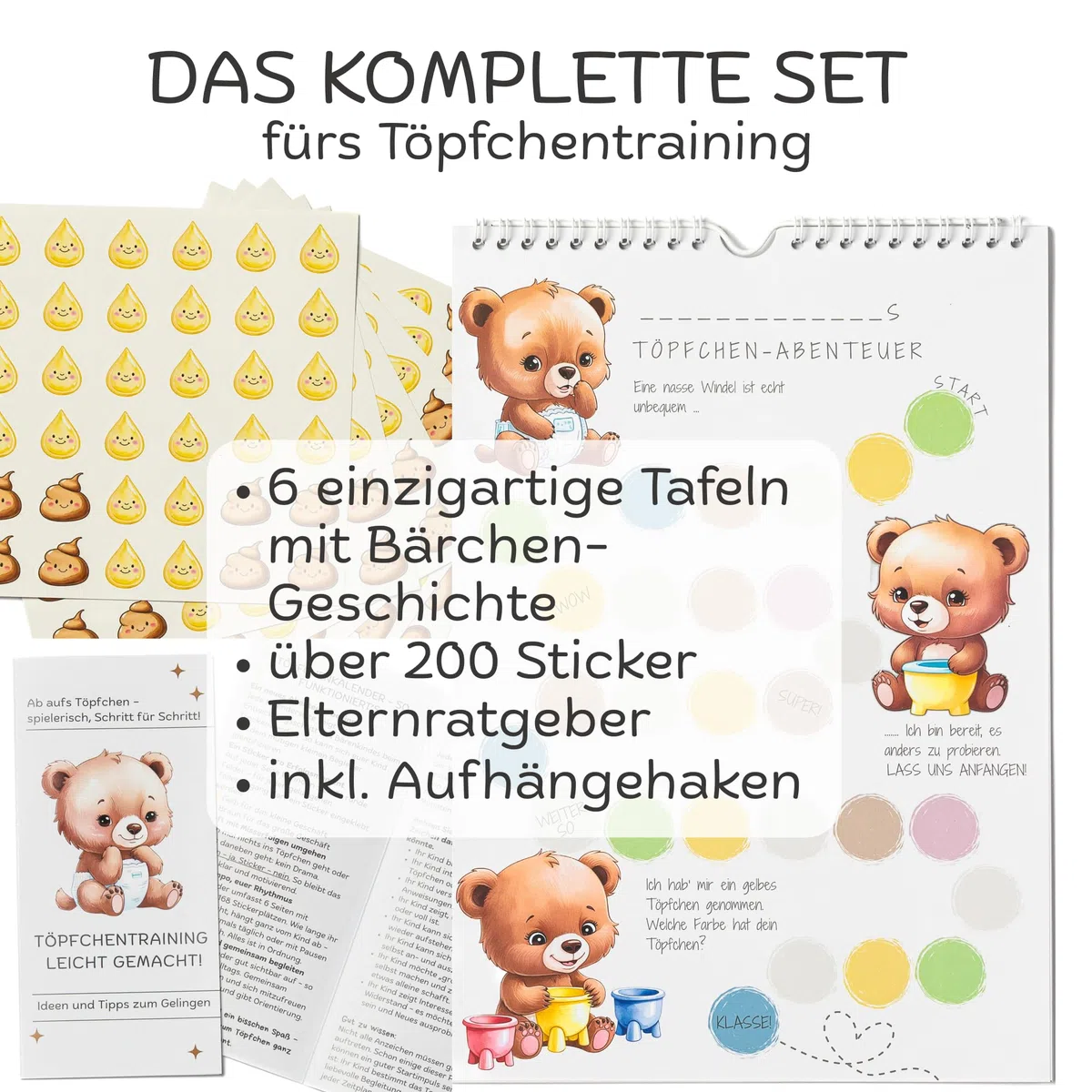 Pizarra de recompensas para entrenamiento de orinal a partir de 2 años, calendario y plan personalizables con pegatinas, guía para padres y ganchos, entrenamiento para el baño, niños, secado y sistema