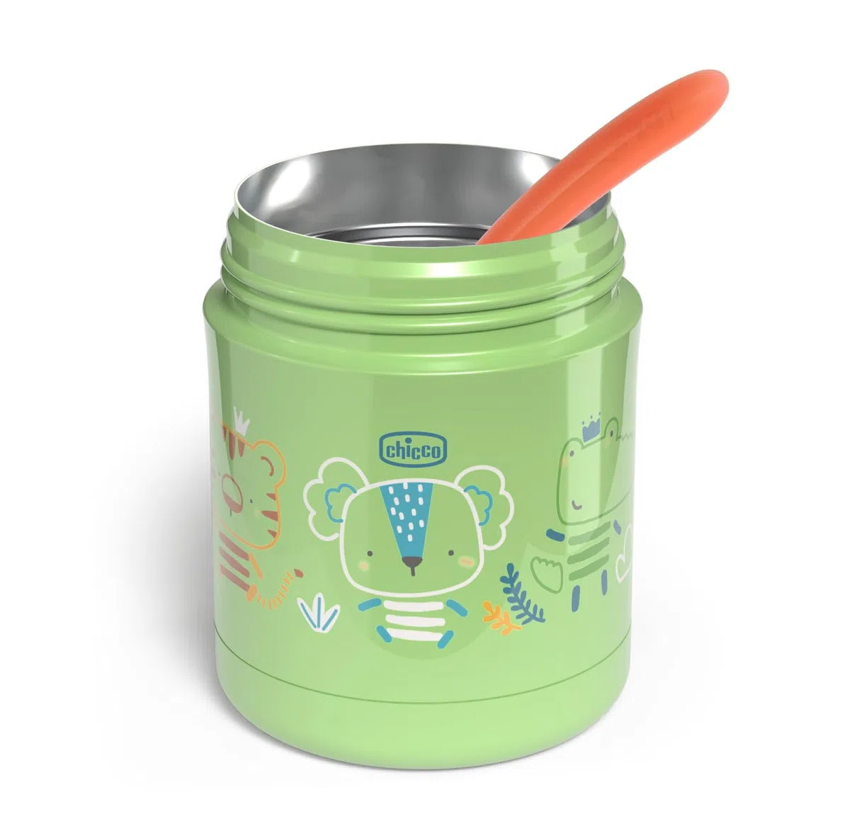 Chicco Contenedor Térmico para Alimentos, Porta Comida Térmico, Mantiene la Temperatura hasta 6 horas, Para alimentos calientes y fríos, Contenedor de Comida para Niños, Acero Inoxidable, 300 ml, 6M+