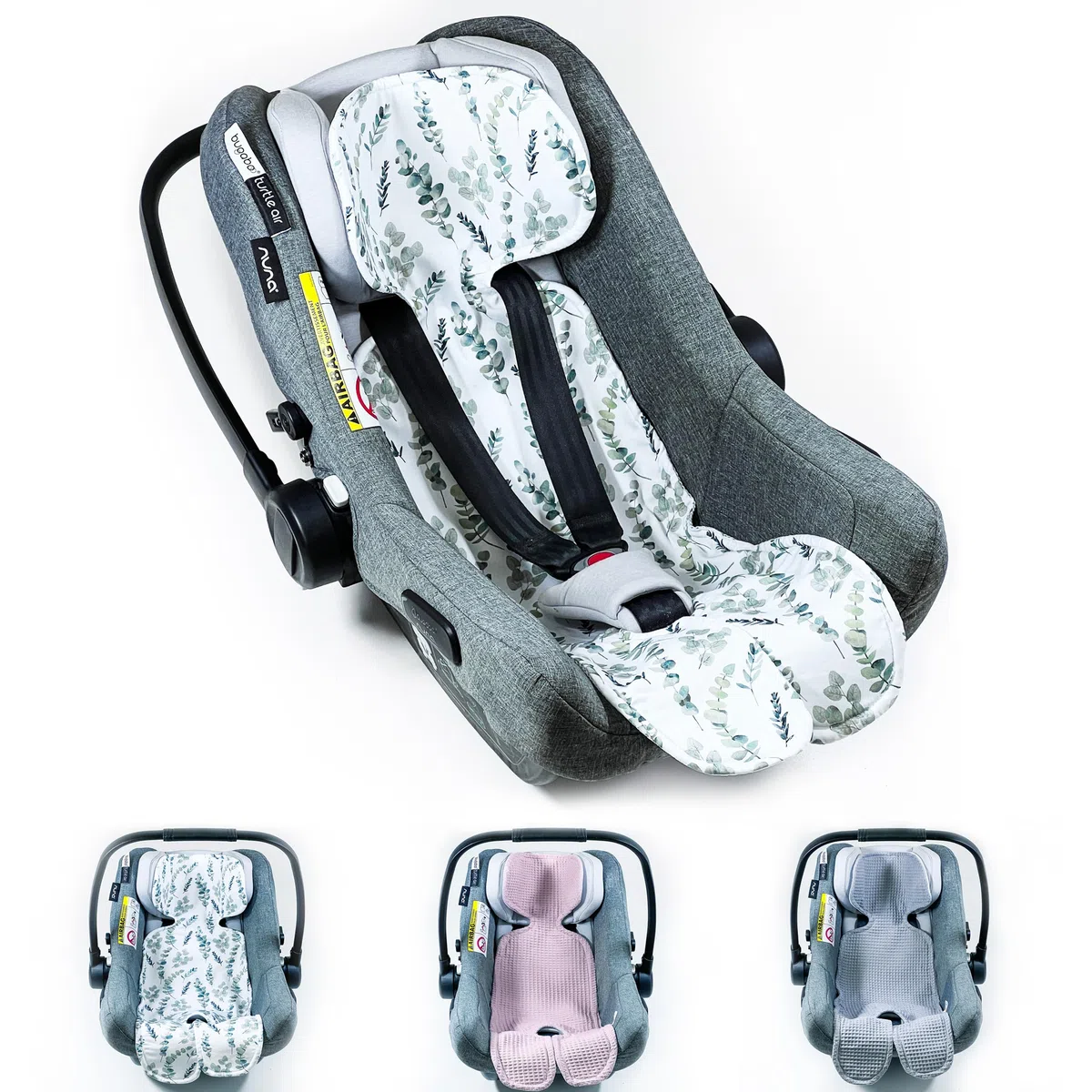 Asiento transpirable para silla de bebé para cochecito de bebé, antisudoración, grupo 0+ (0 – 13 kg), grupo I (9 – 18 kg), 100% algodón eucalipto, inserto para asiento de bebé