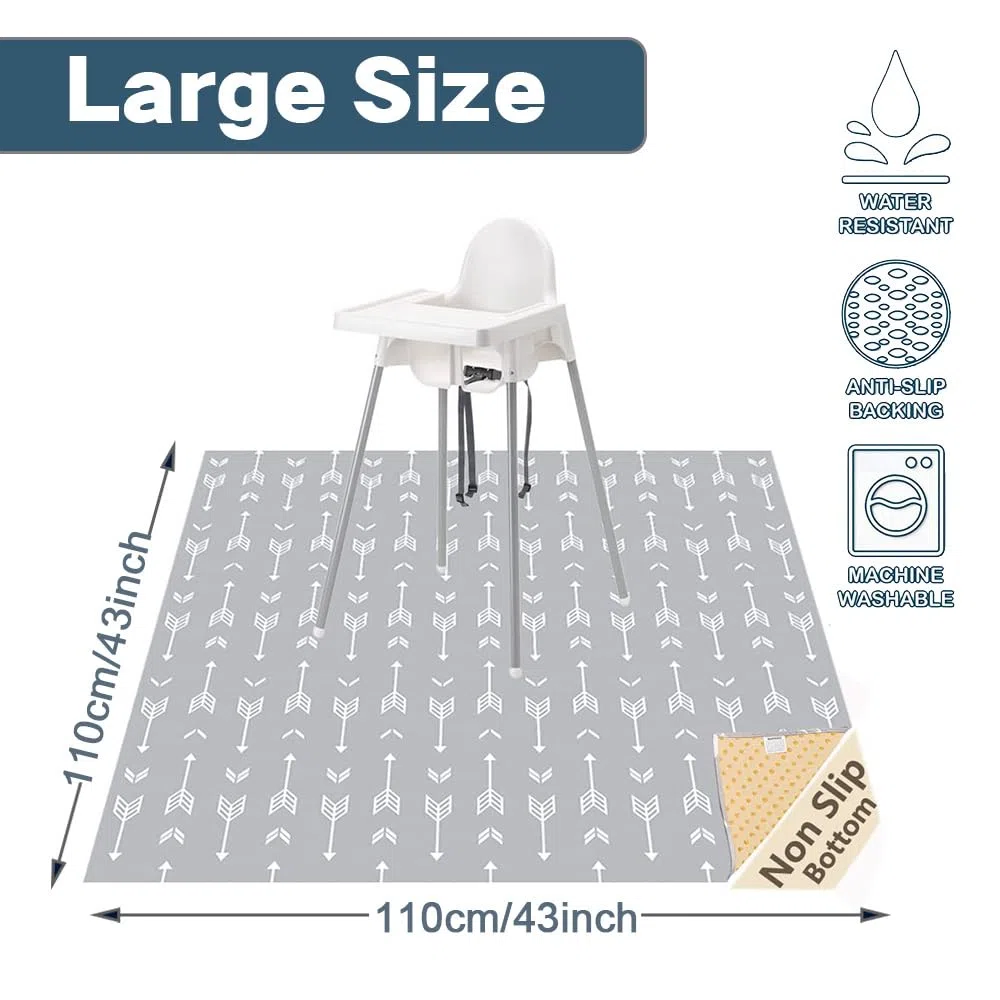 Alfombrillas para Trona de Bebé Estampado Creativa 110 cm, Alfombrillas para Debajo de Silla Alta Impermeable Antideslizante y Plegable, Alfombra de Juegos Picnic Manteles (Arcoiris Bohemio)
