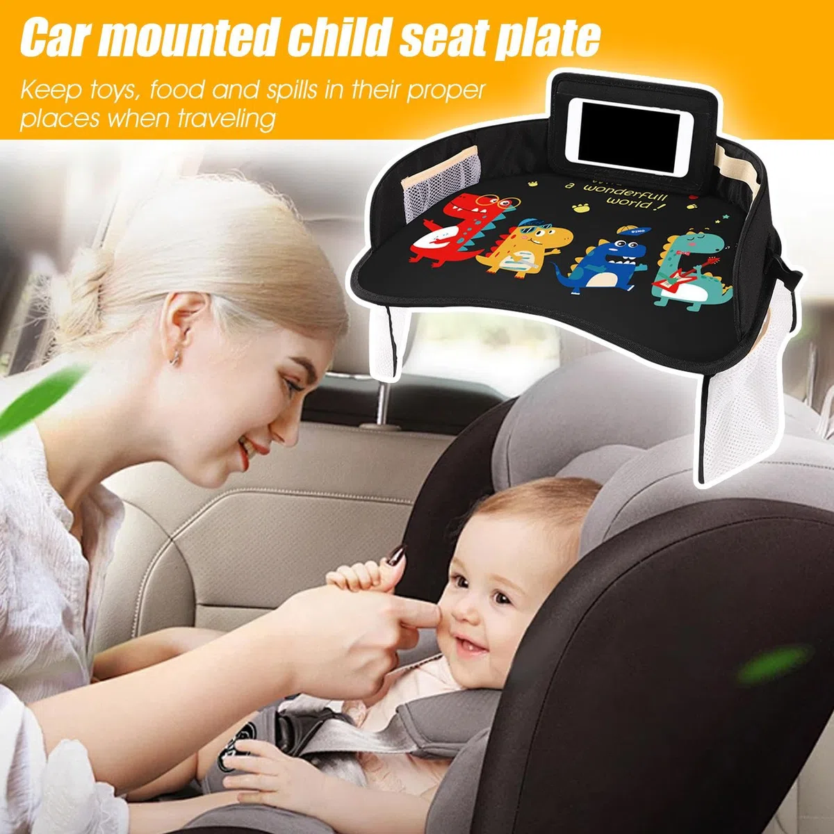 Bandeja para mesa de asiento de automóvil,Mesa de comedor para asiento de automóvil | Bandeja de comedor impermeable para asiento infantil | Mesa con bandeja de comedor para coche, multifunción, peque