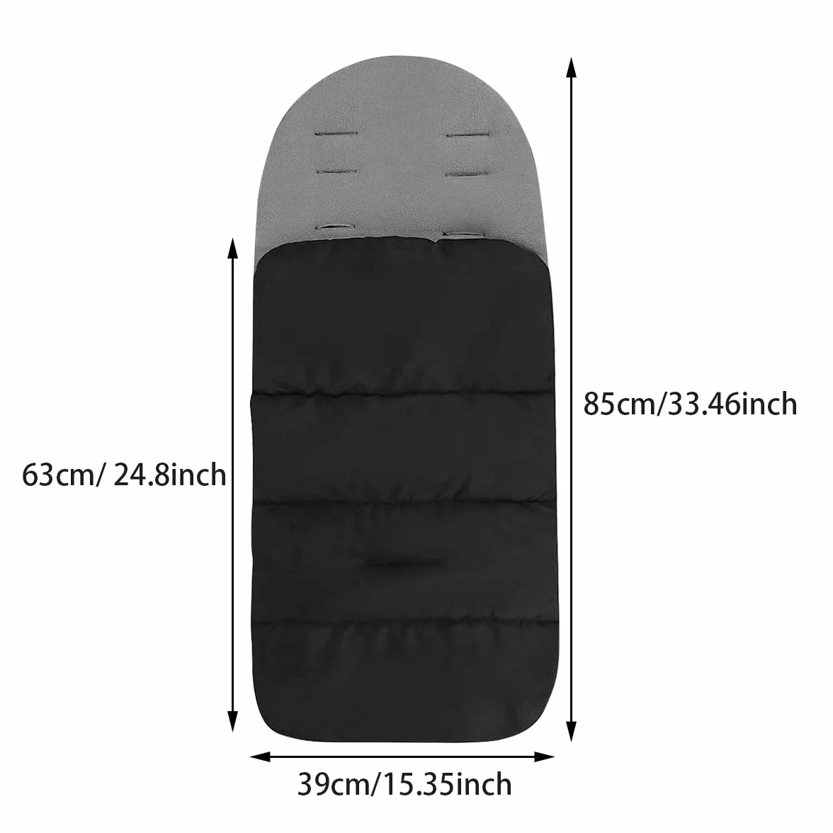 Saco de dormir para bebé de invierno, saco universal para silla de paseo Sacos de Abrigo para Carritos Saco de Dormir Universal para Bebé Antideslizante, Impermeable y Fría, Desmontable Negro