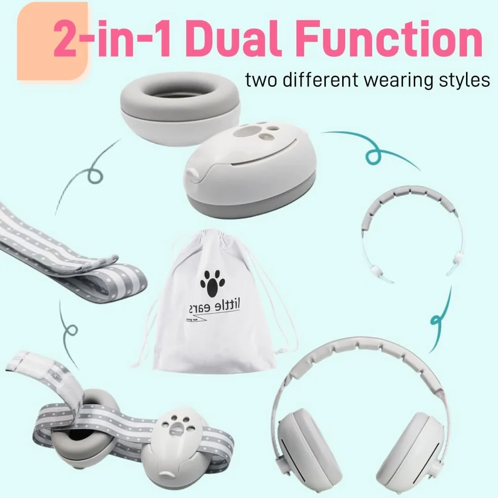 2 en 1 Protectores Auditivos para Bebés,Cascos Bebe Antiruido Protectores Auditivos,Casco Bebe Golpes,2in1 Orejeras para Bebés,Cascos Antiruido para Bebe,Protección Auditiva Bebé Auriculares