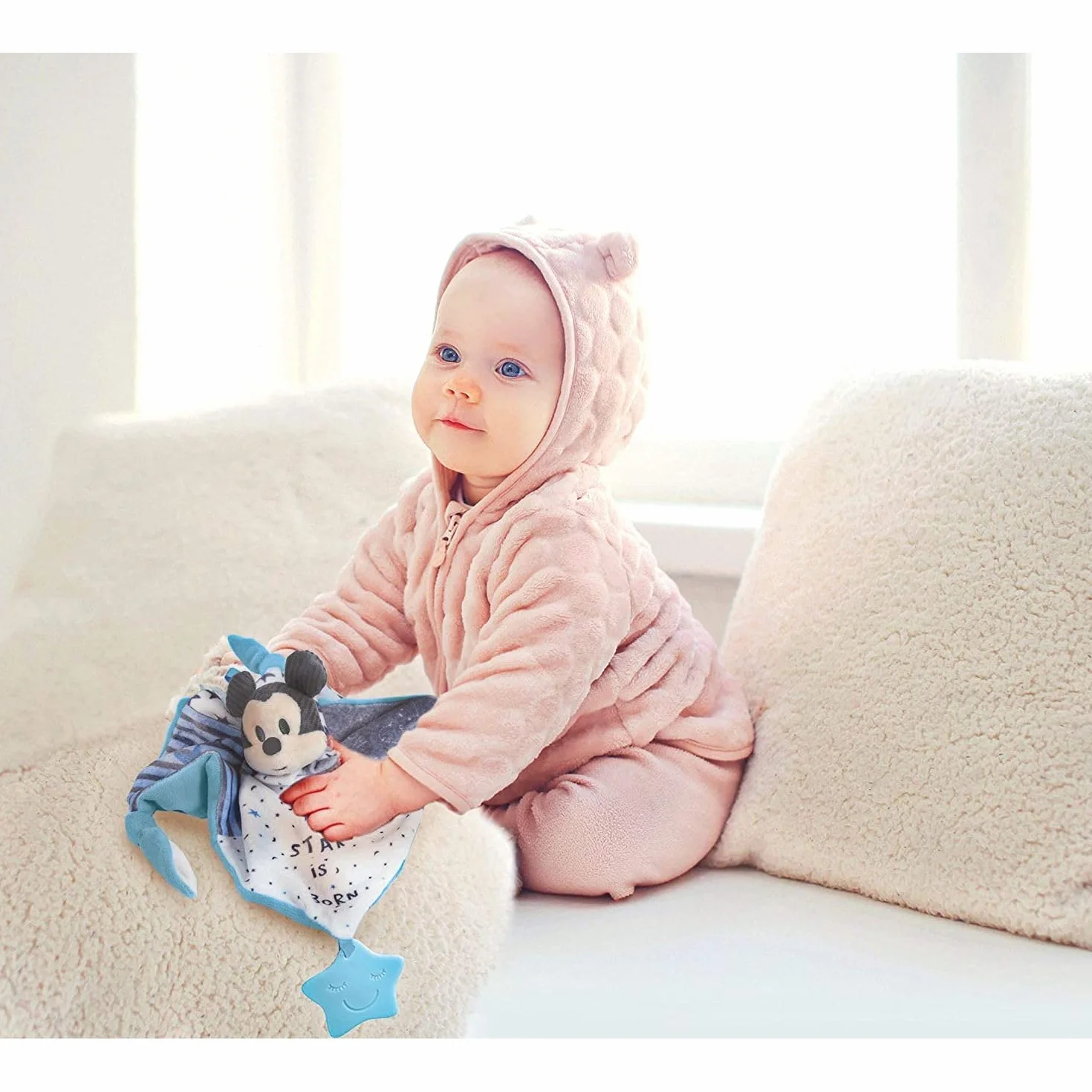 Clementoni - Disney Baby - Manta de edredón Suave de Mickey, Lavable a máquina, Juguete Educativo, Adecuada para niños de 0 Meses en adelante, 17345