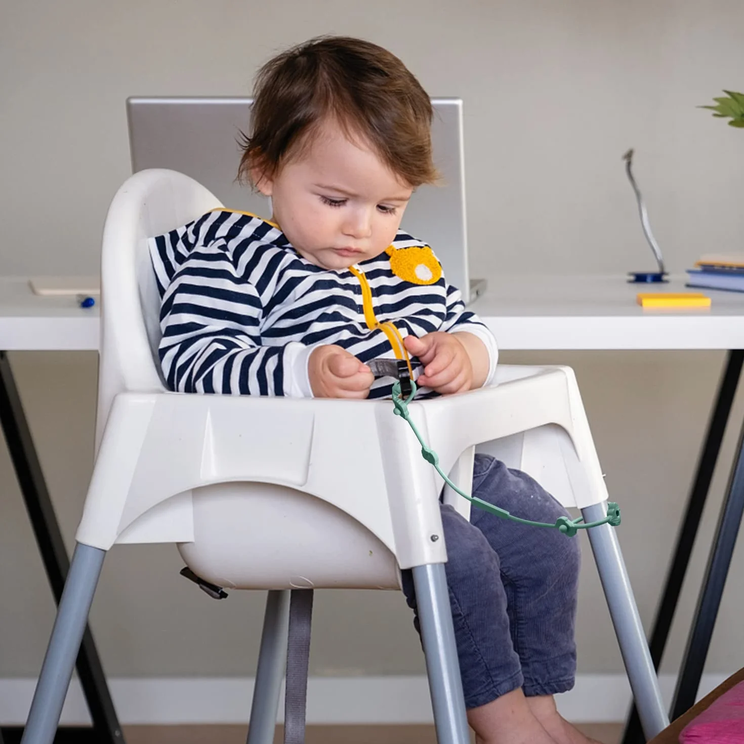 Juego de 4 cinturones de seguridad para juguetes, silicona Pacifier Chain, taza de aperitivo de Correas, taza de bebida, para cochecito, silla alta, cuna, niños y niñas de 3 meses