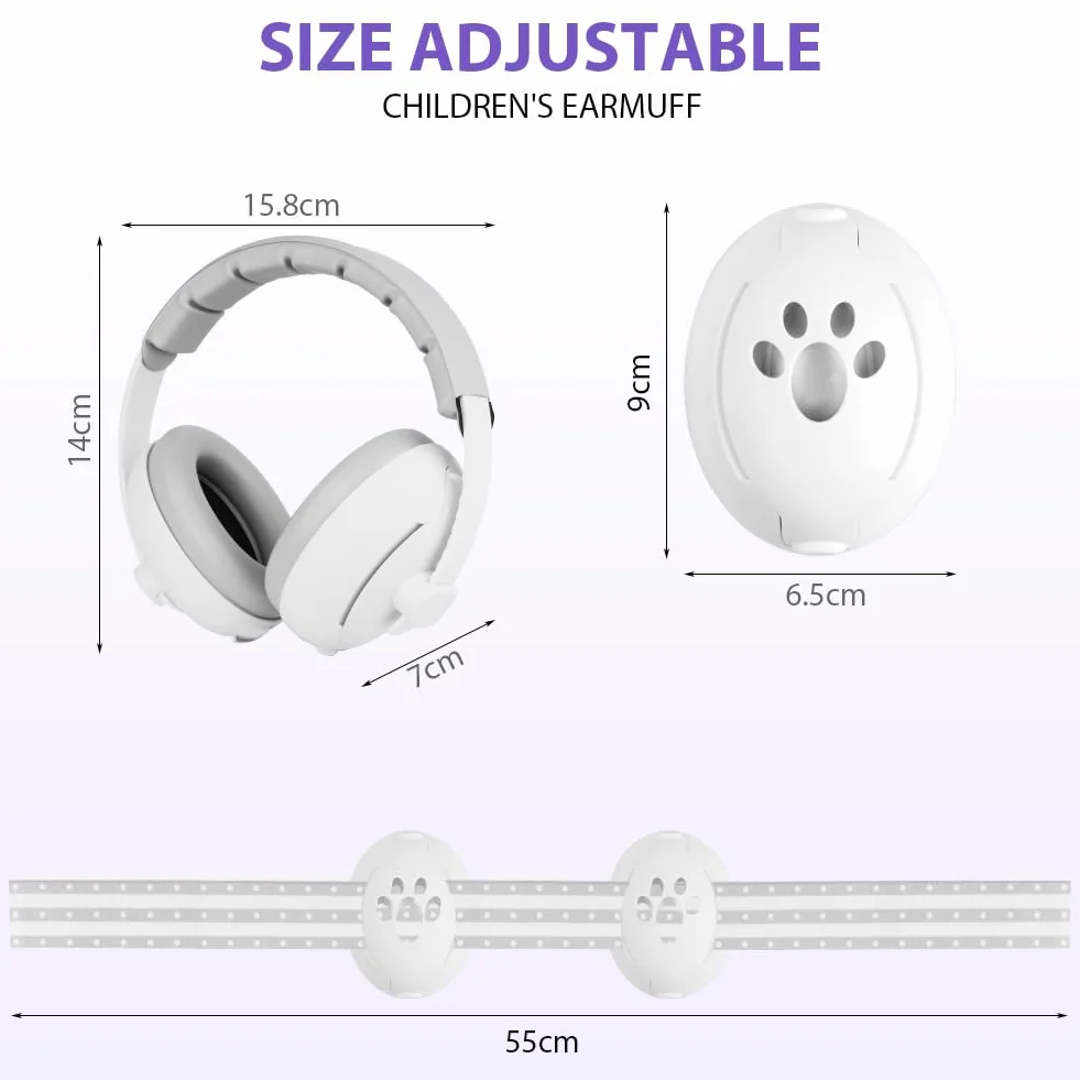 Aolso Auriculares Antirruido Para Bebés, Orejeras De Protección Auditiva Con Cancelación De Ruido Para Recién Nacidos Y Niños (Gris)