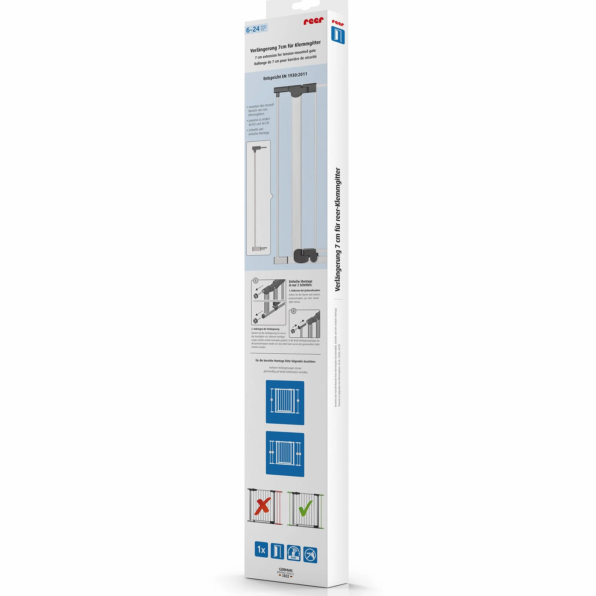 Reer extensión 7 cm para barrera de seguridad klemmgitter gris/color blanco