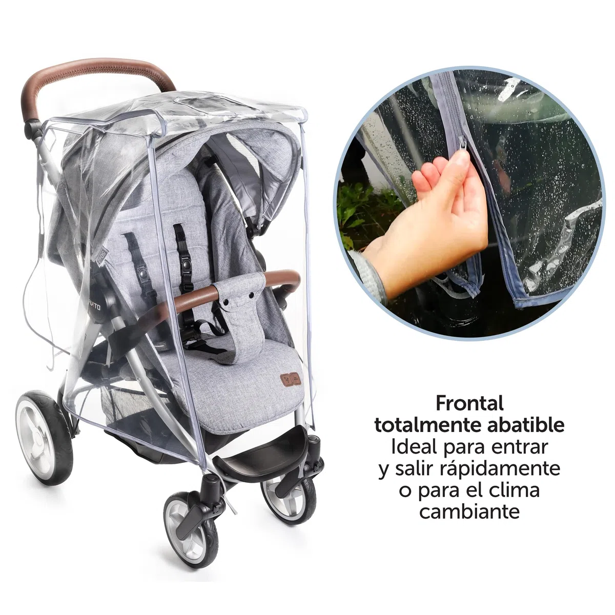 Zamboo Plastico Lluvia Silla Paseo Universal – Burbuja Impermeable para Carrito con Cremallera Frontal Ventana de Contacto y Ventilación - Seguro - Libre de PVC y Contaminantes - Transparente