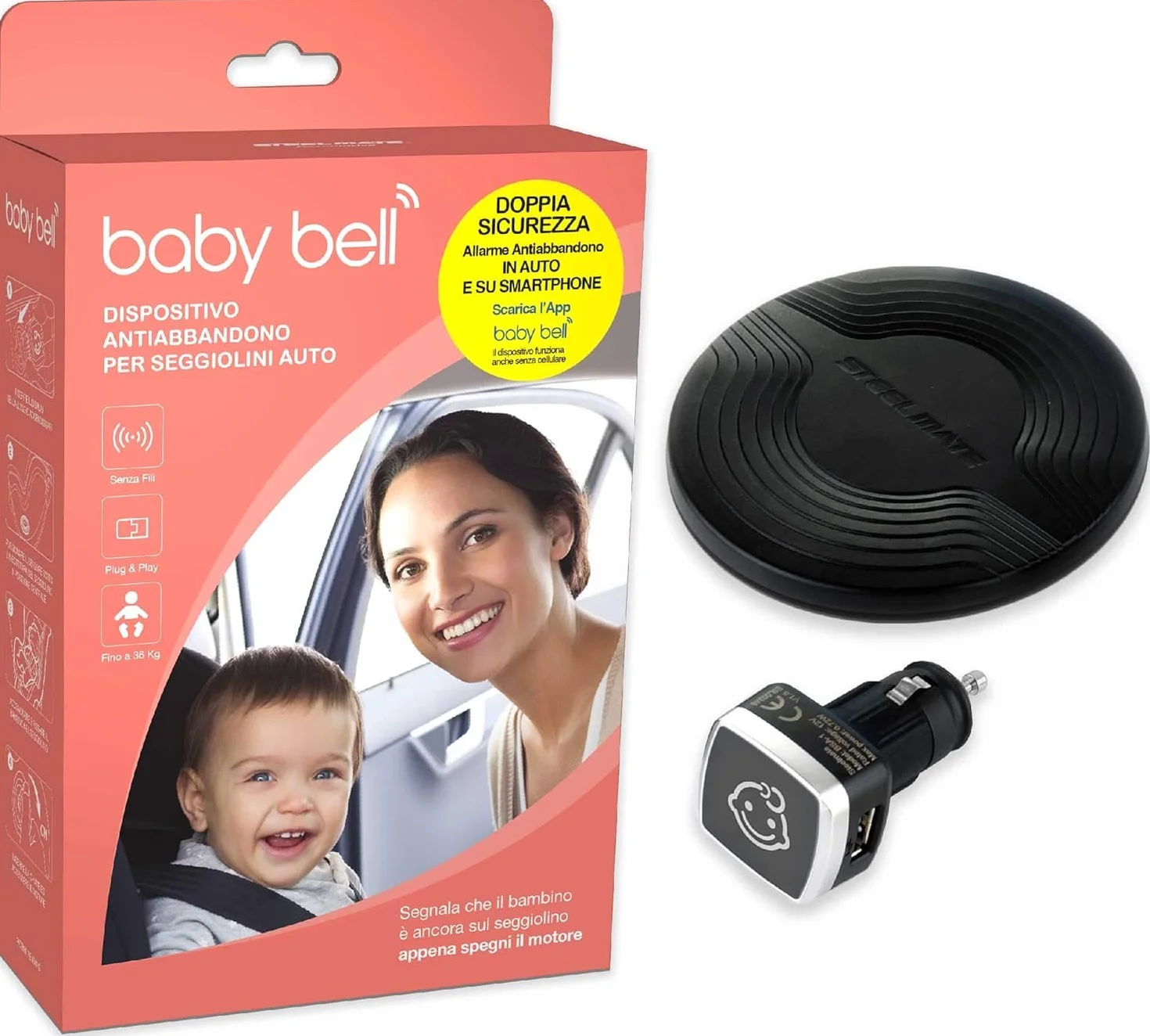 Dispositivo antiabandono Steelmate Baby Bell, funciona también sin teléfono móvil