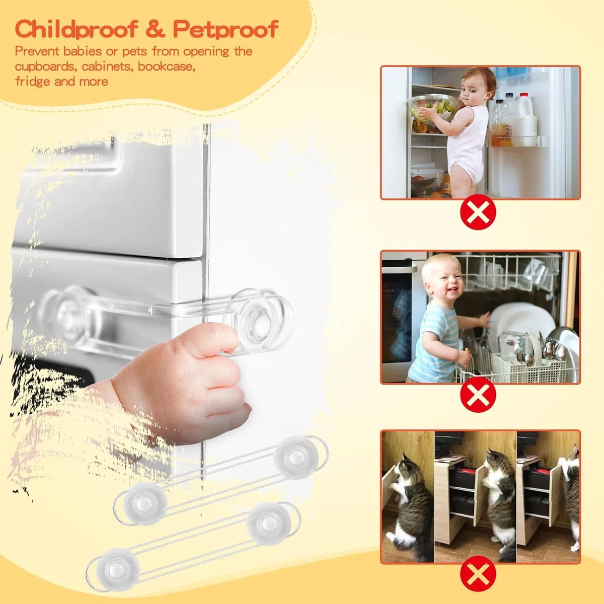 Kit de Seguridad para Bebés, 12 Cerraduras de Seguridad Niños+16 Protectores Esquinas Bebes+ 12 Cubiertas para enchufes+4 Protectores Puertas Bebe