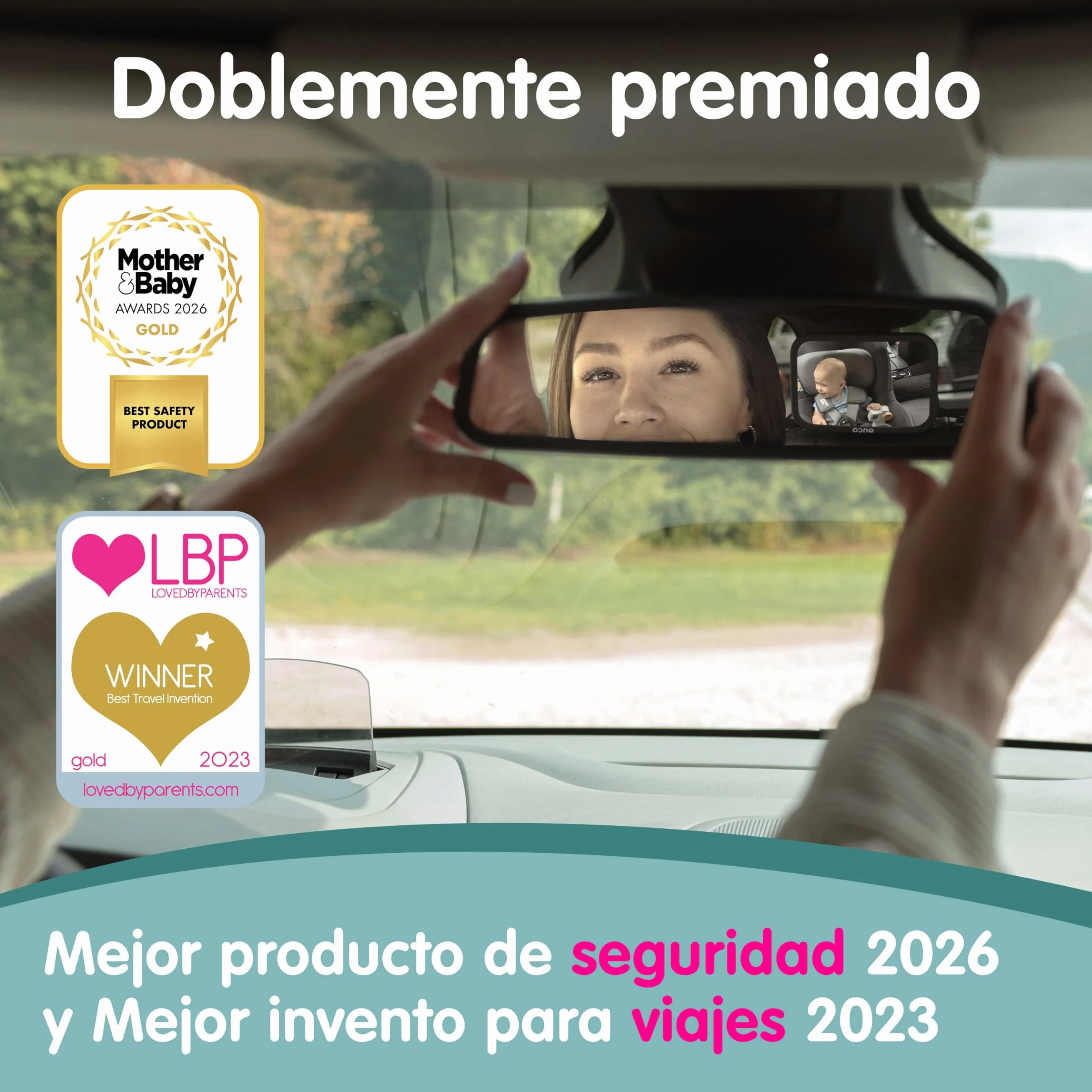 Onco Espejo Coche Bebé Asiento Trasero - Espejo de Seguridad para Padres Primerizos - Premio LovedByParents
