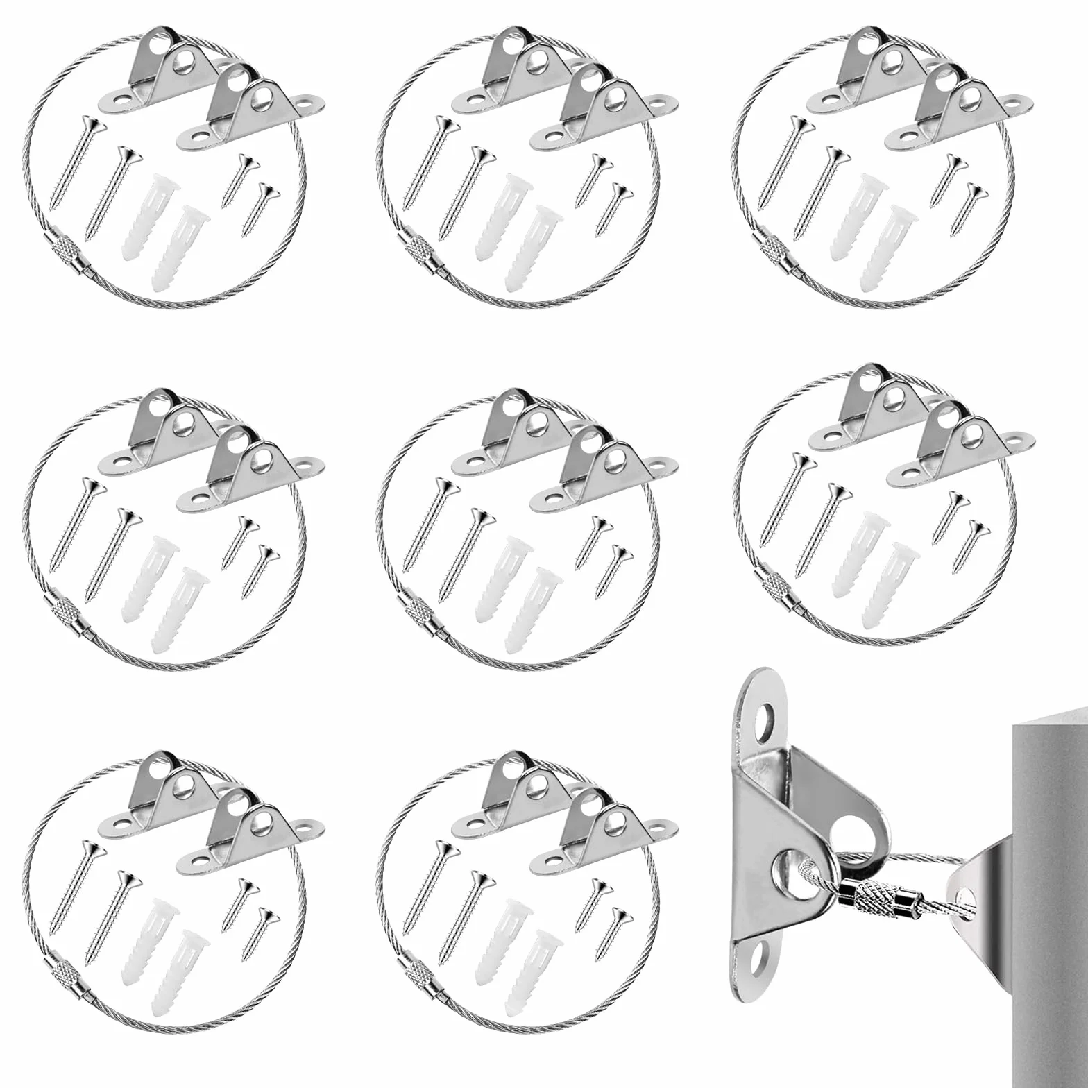 8 Pezzi Anclaje Muebles de Pared de Acero Anti-Punta Kit, Anclajes de Seguridad Antivuelco de Alta Resistencia, Anclaje y Correas a Prueba de Bebe Tocador para Estanterías Armarios Aparadores