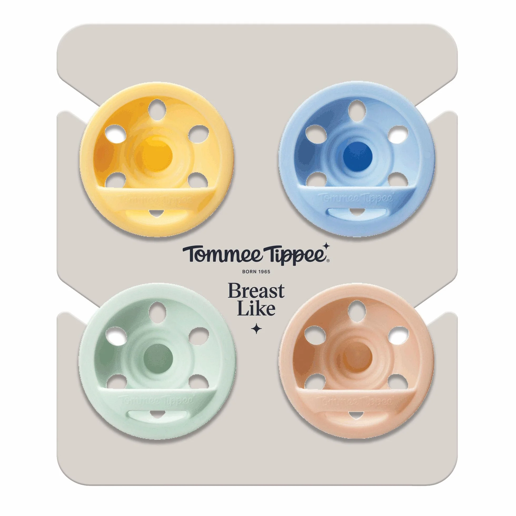 Tommee Tippee Chupete anatómico ligero, 0-6m, paquete de 4, diseño ligero de silicona de una sola pieza, tetina simétrica