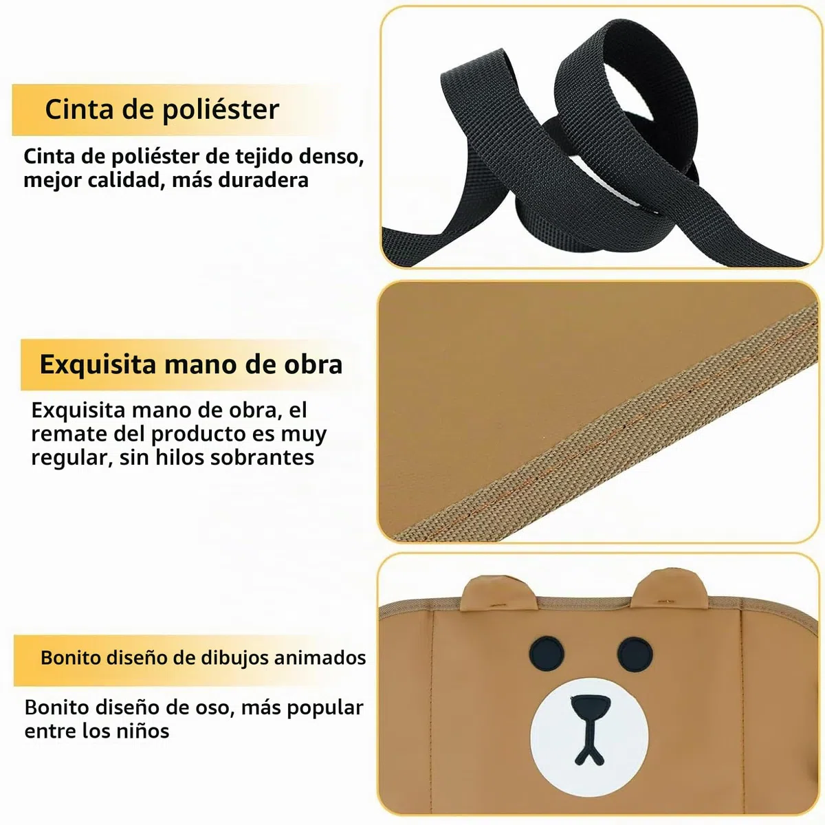 YUNYU Hamaca de pies ajustable para avión y coche, diseño de dibujos animados, soporte portátil de tela de poliuretano, 1 reposapiés marrón para niños y adultos