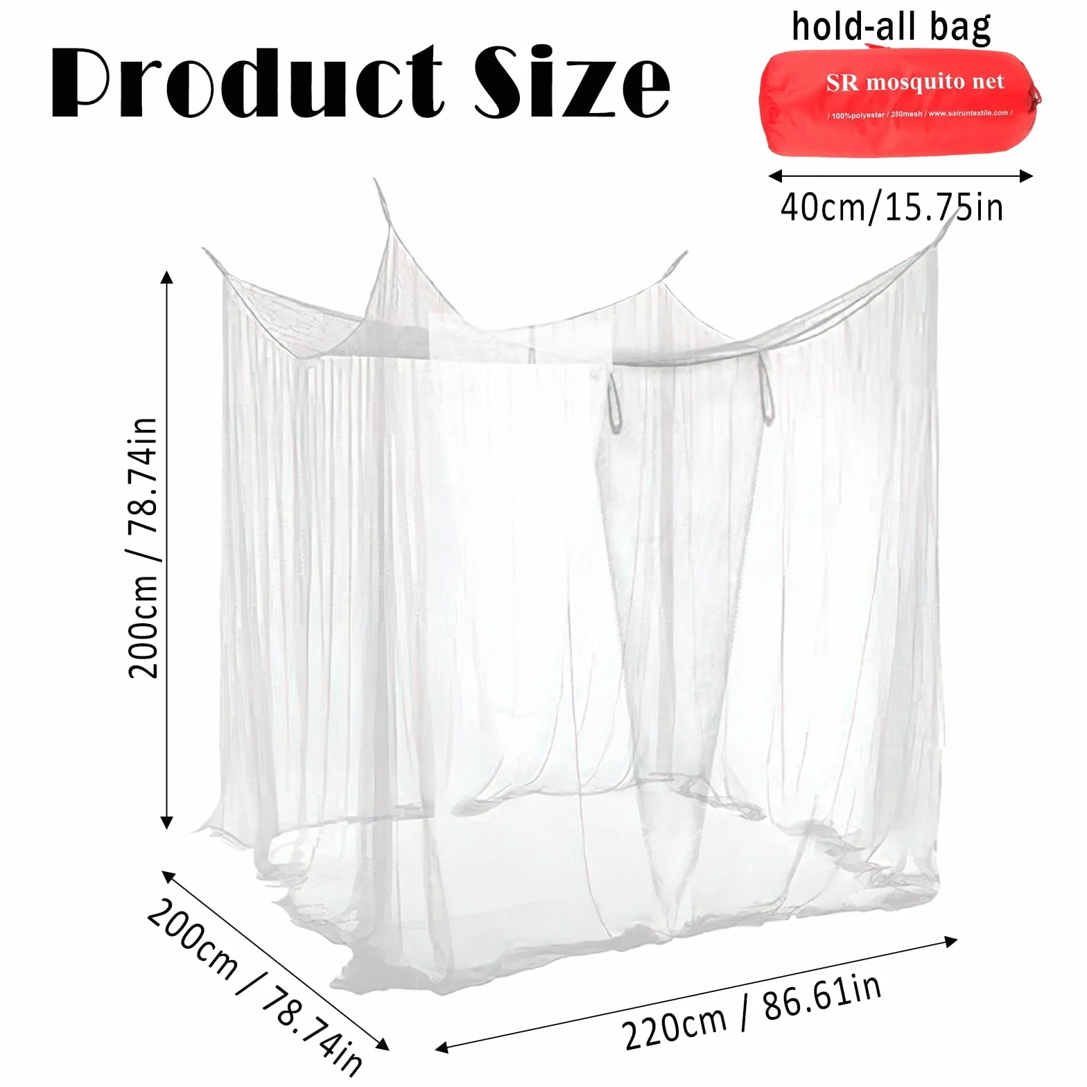 Mosquitera para exteriores para camas dobles/camas individuales, mosquiteras, red de protección contra insectos sin entrada, rectangular 220 x 200 x 200 cm para camping, jardín, barbacoa