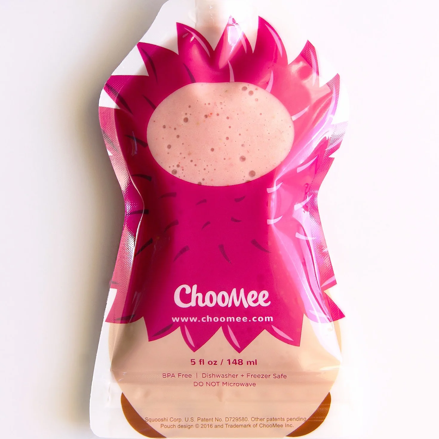 ChooMee Bolsas Reutilizables para Comida de Bebé + Tapas de Silicona SoftSip | Sin BPA, Antifugas, para Smoothies, Purés y Yogur | Doble Cierre y Base Ancha | 4 Uds, 140 ml FreshSquad