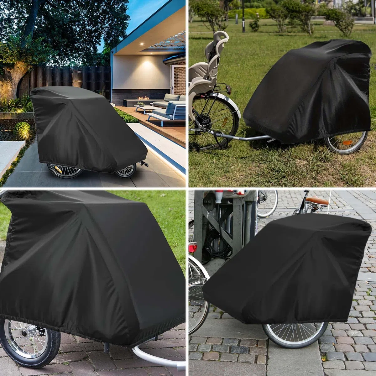 Funda plegable para remolque de bicicleta, Remolque de bicicleta de garaje plegable, Funda plegable para remolque de Remolque de perros, Tejido Oxford 210D impermeable y cortavientos