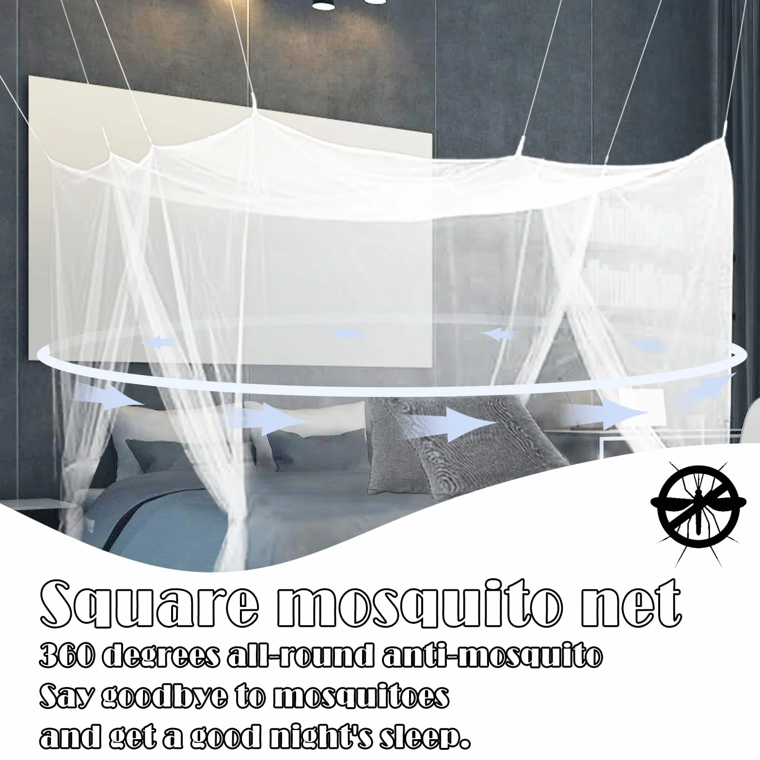 Mosquitera para exteriores para camas dobles/camas individuales, mosquiteras, red de protección contra insectos sin entrada, rectangular 220 x 200 x 200 cm para camping, jardín, barbacoa