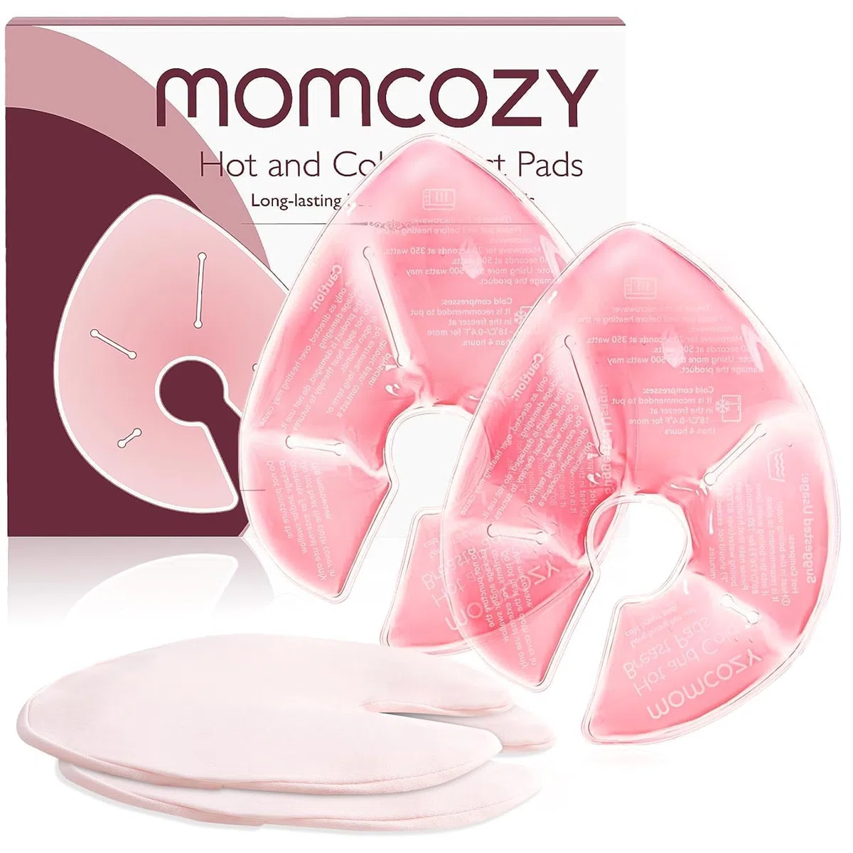 Momcozy Almohadillas Térmicas Grandes para El Pecho, Compresas Frío/Calor para El Pecho con 2 Fundas Suaves, Accesorio de Lactancia, Pack de 2, Rosa