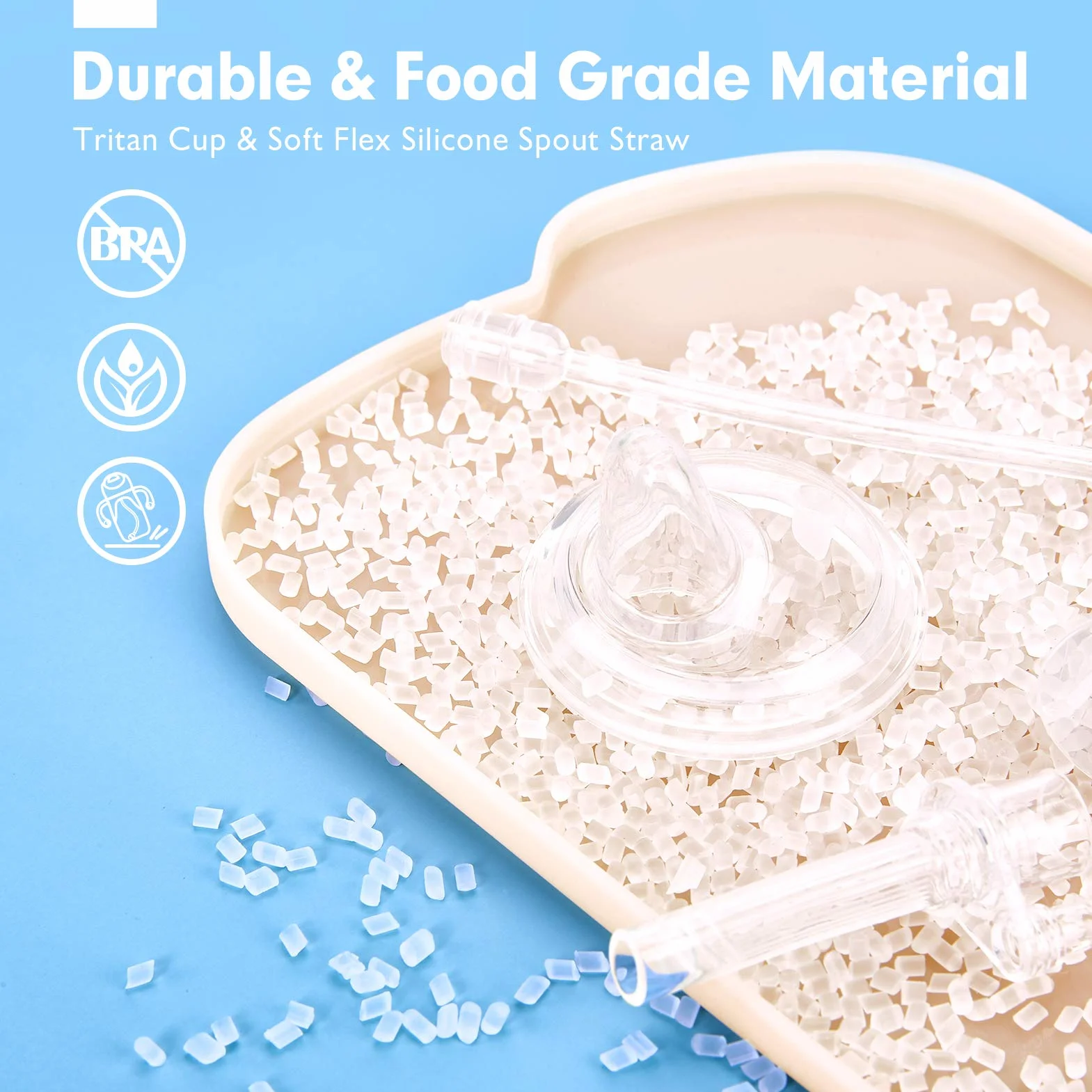 hahaland 2 en 1 Vaso Aprendizaje Bebes, Vaso Antiderrame Bebe con Boquilla y Pajita, Vaso Antigoteo Bebe Sippy Cups para Bebes 6+ meses, 240ml (Un Vaso con Boquilla y Pajita)