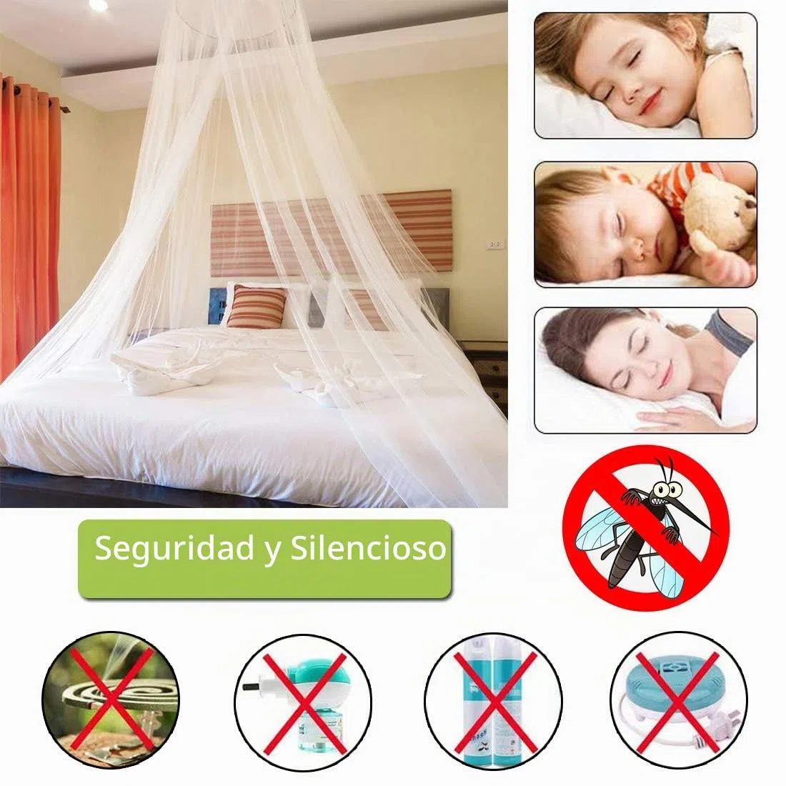 Canopy de Mosquitera Universal, Mosquito Net Blanca de Color Blanco con Diseño de Cúpula, Fácil Cama Colgante Canopy Netting, Protección de Red de Insectos para Camas Individuales y Dobles