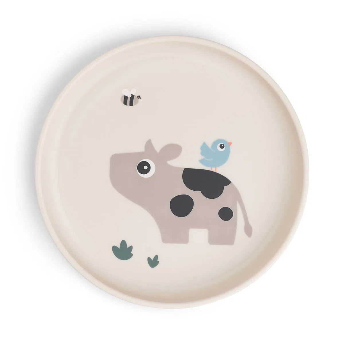Done by Deer Foodie Plate Tiny Farm Sand, diámetro 20, platos de plástico con práctica base antideslizante, plato infantil hecho de 100% polipropileno de grado alimenticio con TPE antideslizante