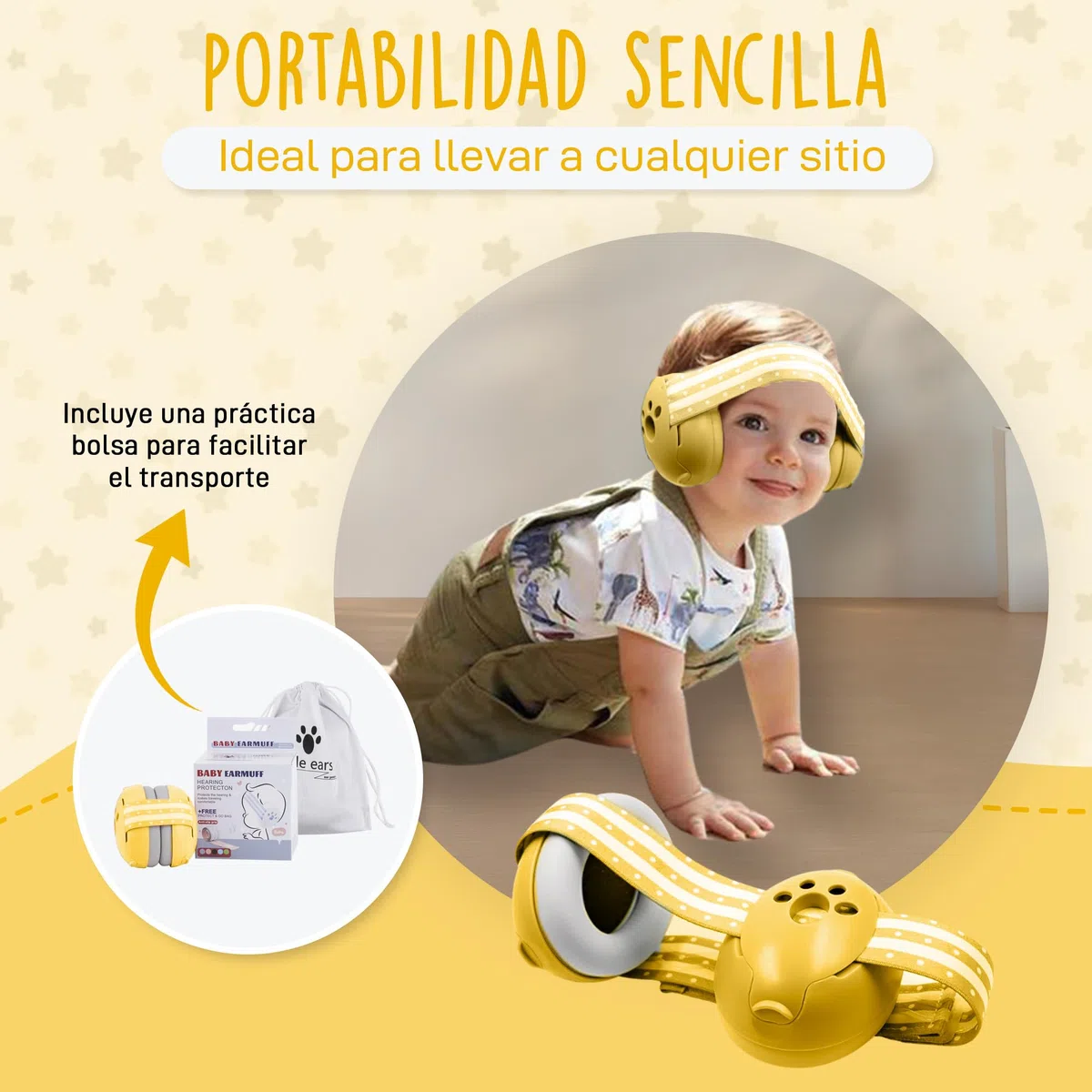 Protectores Auditivos para Bebes y Niños de 0 a 36 meses - Reducción de Ruido de 27dB - Cascos Bebe Antirruido - Orejeras Antirruido con Bolsa de Transporte - Orejeras Ajustables.
