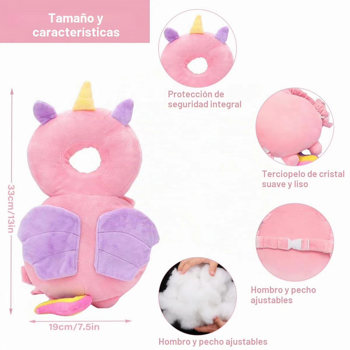 Protector Cabeza Bebe, Mochila Protectora Cabeza Bebé Anticaida Almohada Seguridad Protección Espalda Cojín Suave Ajustables Transpirable para Edad 4-24 Meses Bebé Aprende Gatear y Caminar