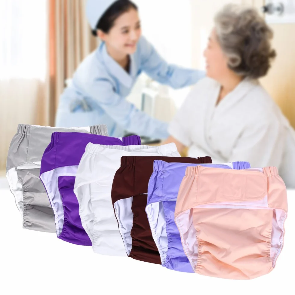 DEWIN Pañales para Adultos,Ajustable Braga Pañal Adulto Pañales de Tela Reutilizables para Adultos Protector Pañal Adulto Reutilizable,Doble Protección Incontinencia(Café)