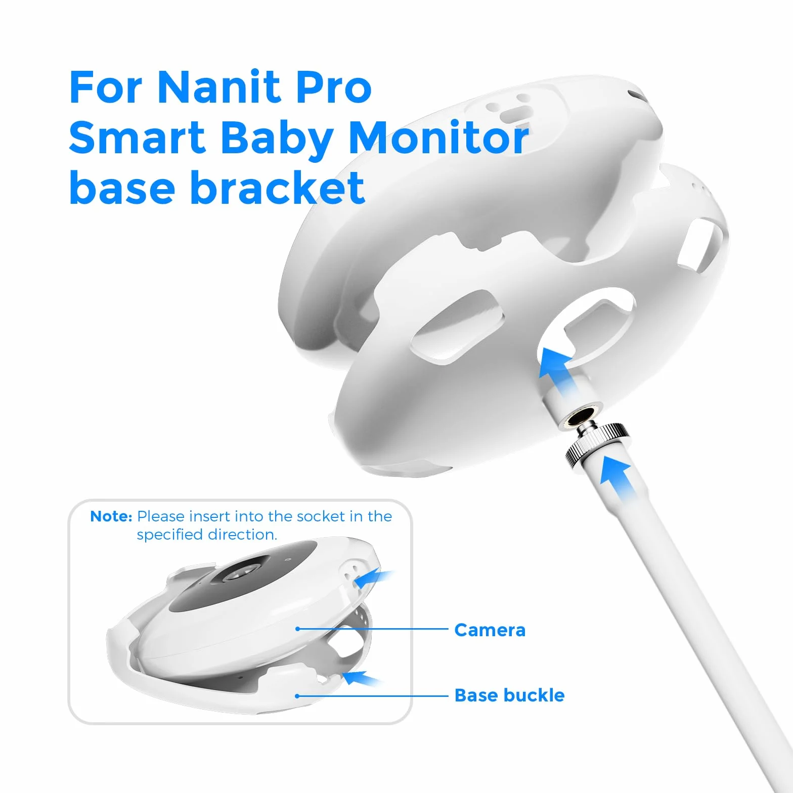 Soporte de Clip Giratorio Flexible para Monitor de bebé Inteligente Nanit Pro, Soporte Giratorio Flexible para Monitor de bebé Inteligente Nanit Pro, sin Perforaciones