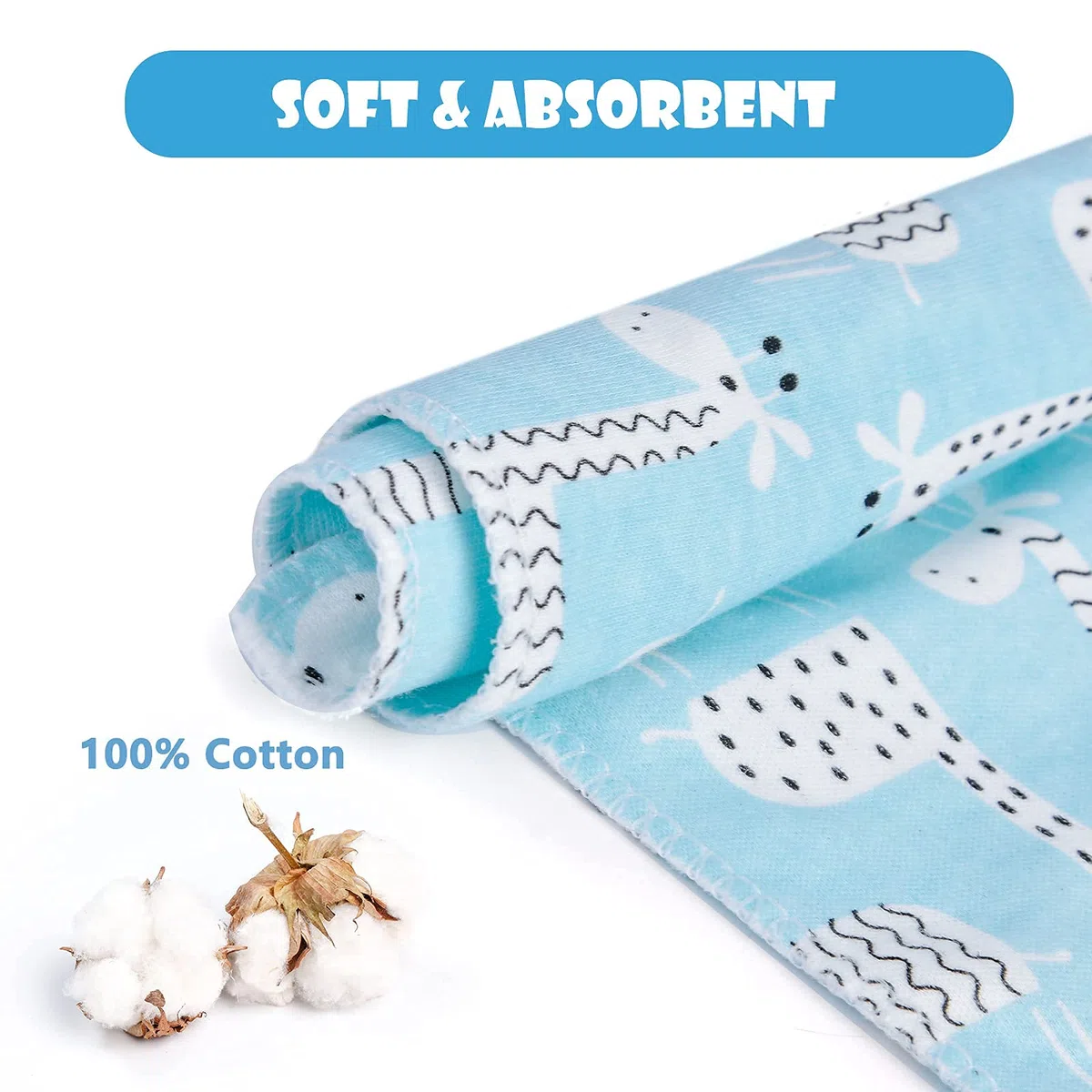 Baberos Bandanas para Bebé, 10 Unidades, 100% Algodón, Suave y Absorbente, 2 Botones Ajustables, para Niños y Niñas