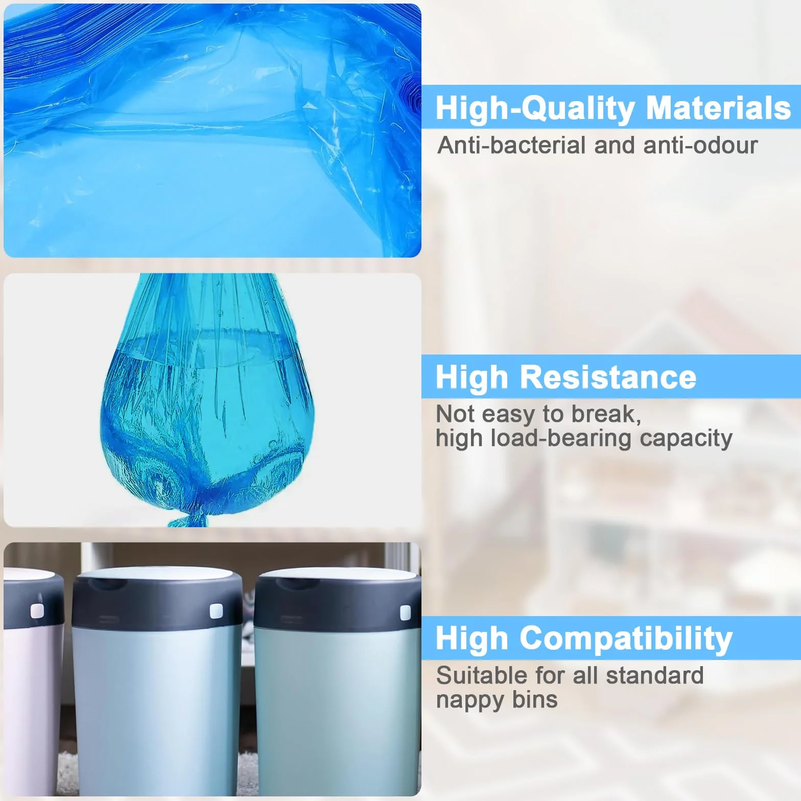 11 cartuchos de recambio para cubos de pañales, 6,5 m, bolsas de repuesto con fragancia, tecnología de 7 capas, compatible con Angelcare, Tommee Tippee, Litter Locker, vástago