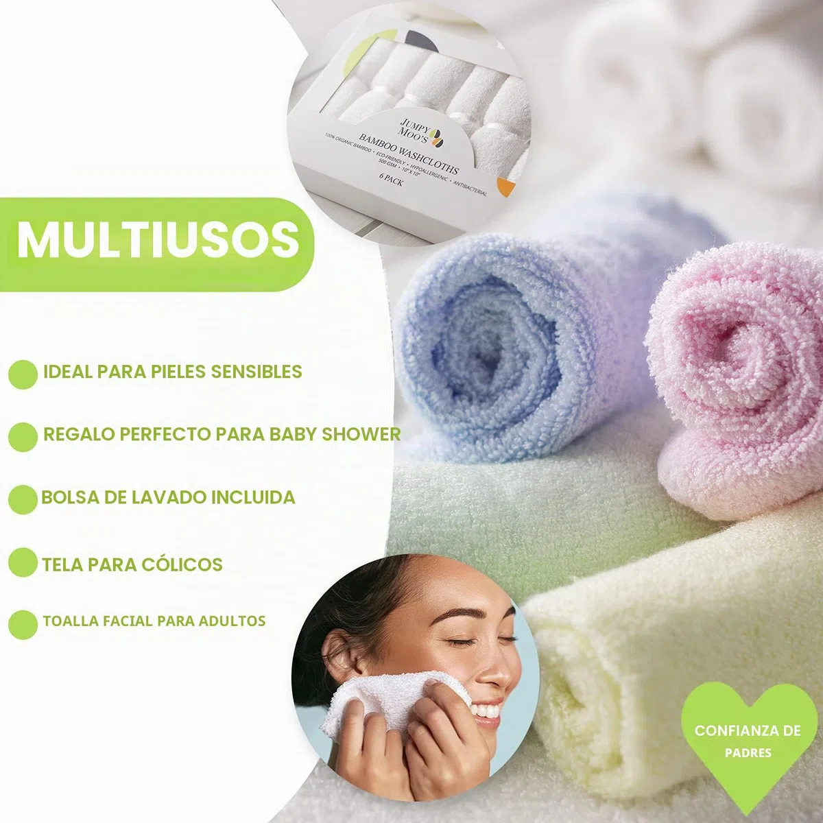 JM Baby - Toalla de baño para bebé, 100% bambú, ultragruesa, 500 g/m², Protege contra irritaciones y erupciones cutáneas, 25 x 25 cm, Toalla de baño para recién Nacidos, Accesorios para Cambiador,
