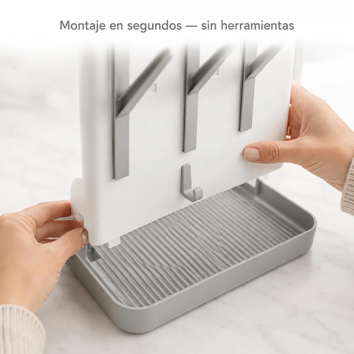 Almar Baby Escurridor de Biberones Plegable Gris y Blanco – Soporte Portátil para Botellas y Accesorios de Bebé, Ideal para Viajes y Salidas, Compacto con Bandeja Antigoteo