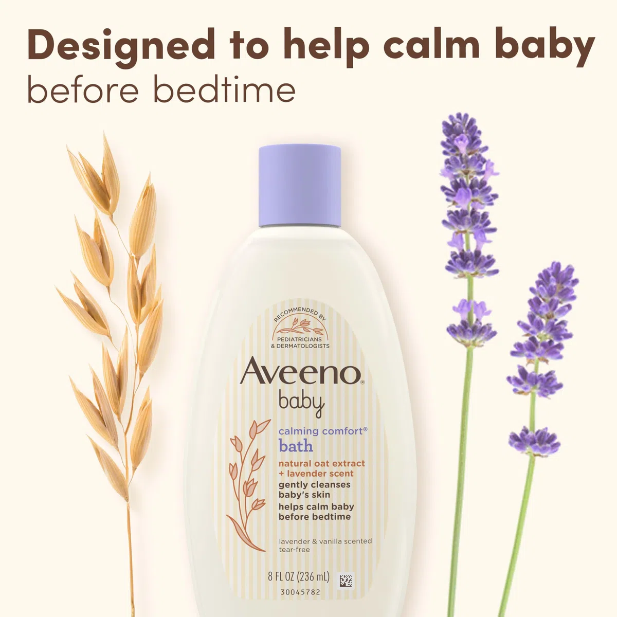 Aveeno Baby Calming Comfort Bagno alla Lavanda & Vaniglia, ipoallergenico e strappo-libero, 8 fl. oz