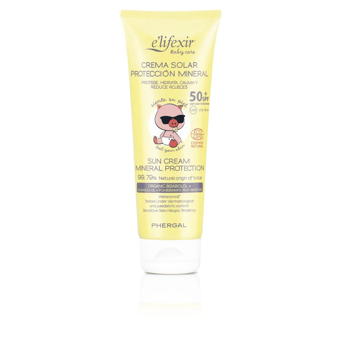 Elifexir Baby Care Crema Solar 100% Mineral Niños y Bebés, UVA, UVB e IR-A SPF 50+, 99% Ingredientes Naturales, dermatológica y pediátricamente testado, Resistente al Agua, Rostro y Cuerpo, 100 mL