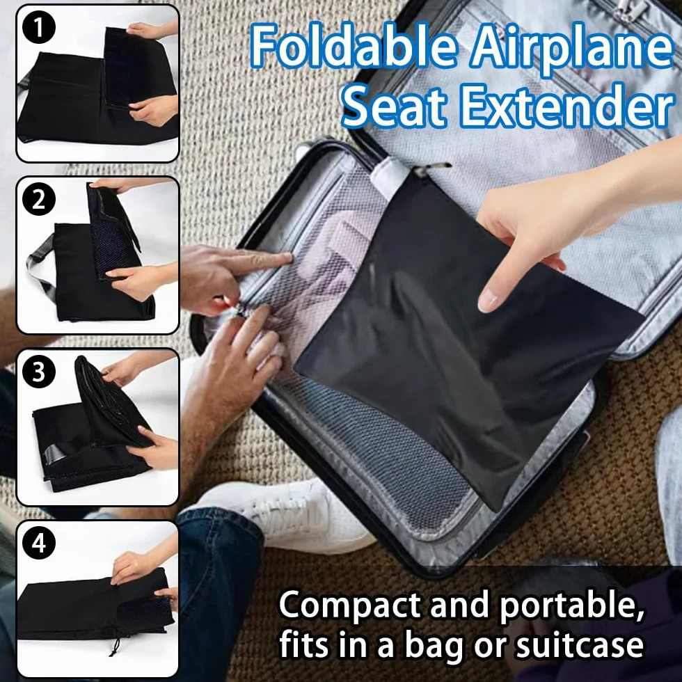 Reposapiés de Avión para Niños, Reposapiés Plegable para vuelo, Extensores de Asientos para Aviones, Cama De Viaje Portátil Para Niños Pequeños Para Vuelo Viajes, 79x44cm (Negro)
