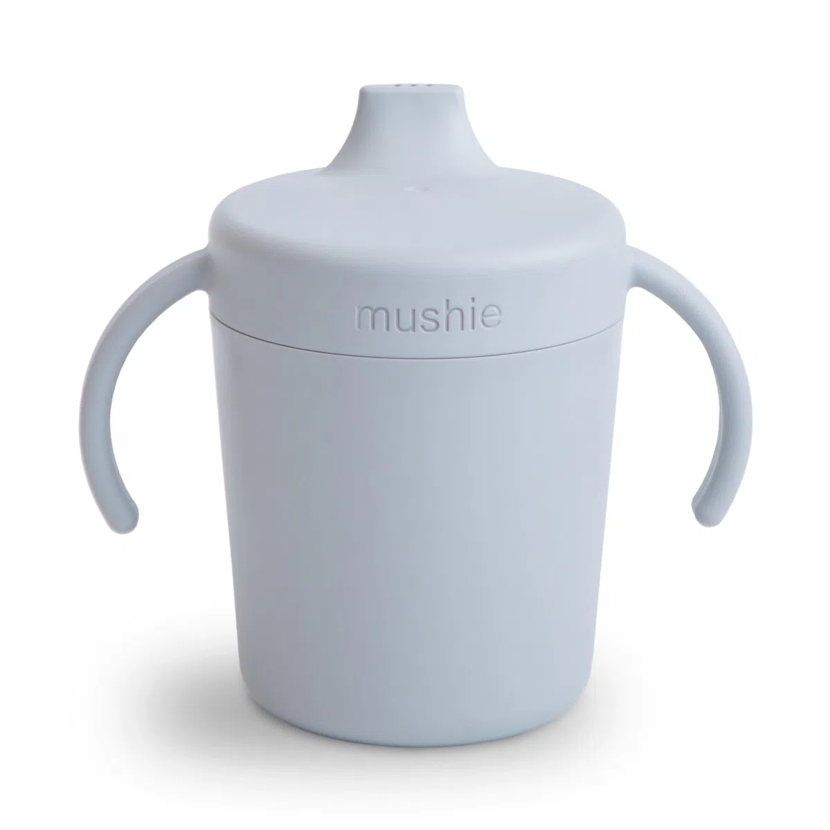 mushie Taza para beber de entrenamiento, fabricada en Dinamarca, tapa y asas resistentes a fugas, a partir de 6 meses (nube)