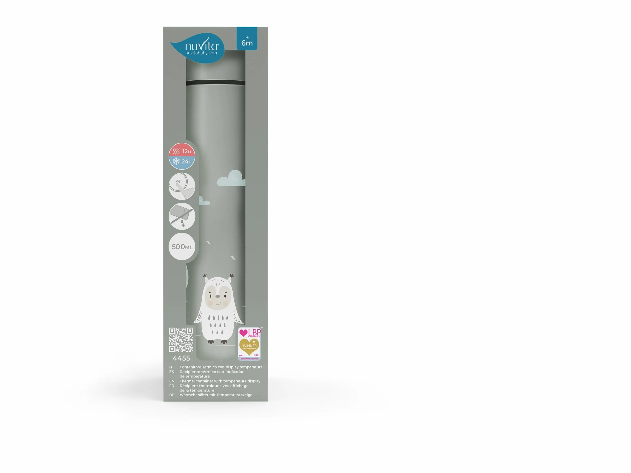 Nuvita 4455 | Contenedor Térmico para Alimentos Digital | Termo para Alimentos Calientes y Fríos | Contenedor para Comida de Bebés | Termo para Comidas Calientes | Termo para Niños | Sage Green