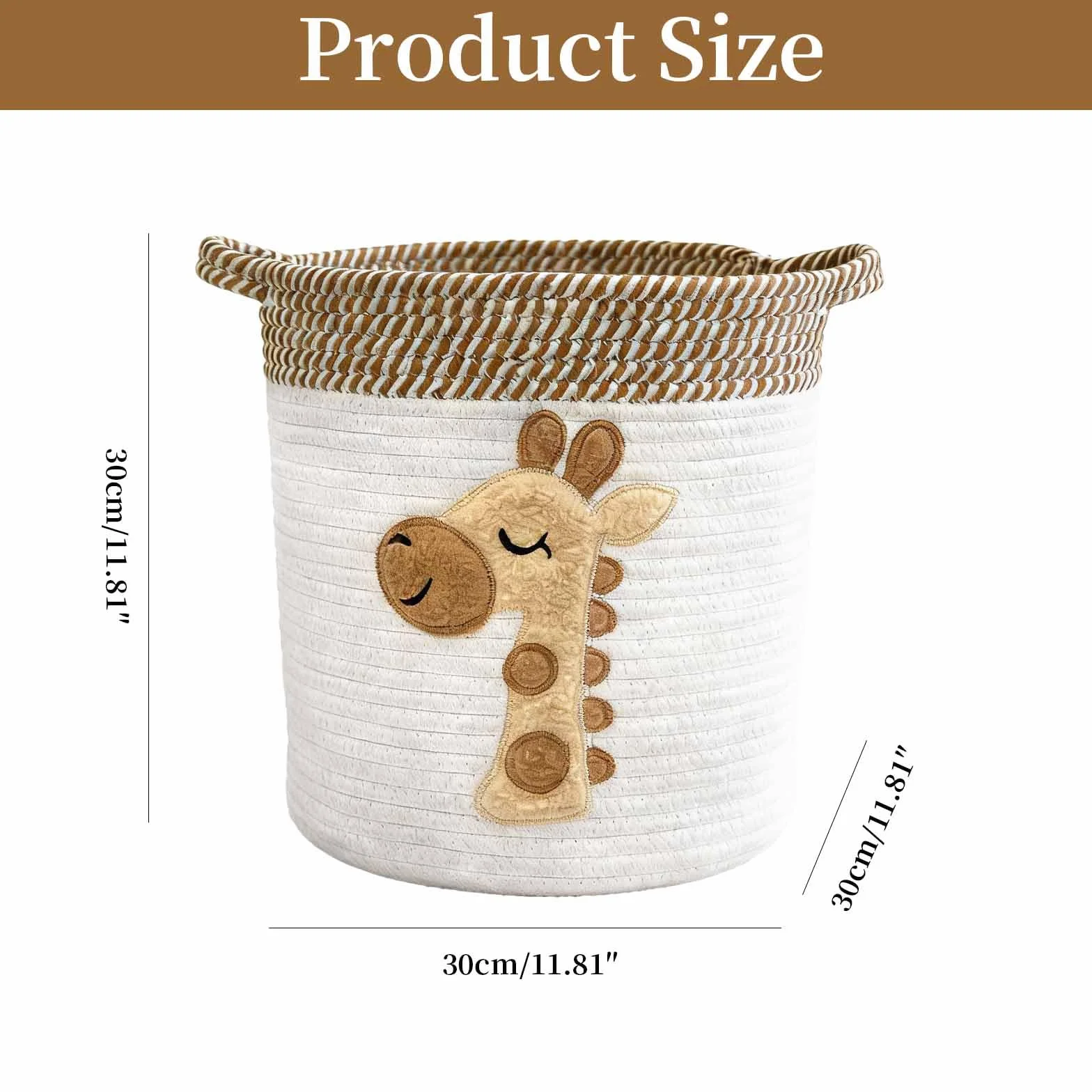 Cesta Almacenaje Algodón Jirafa 30x30cm Organizador Bebe Ropa Sucia Infantil