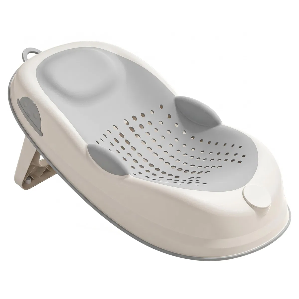 Soporte de baño para bebé antideslizante gris con soporte suave para la columna vertebral y pies plegables, asiento de bañera para recién nacidos, asiento de baño para niños pequeños, gris