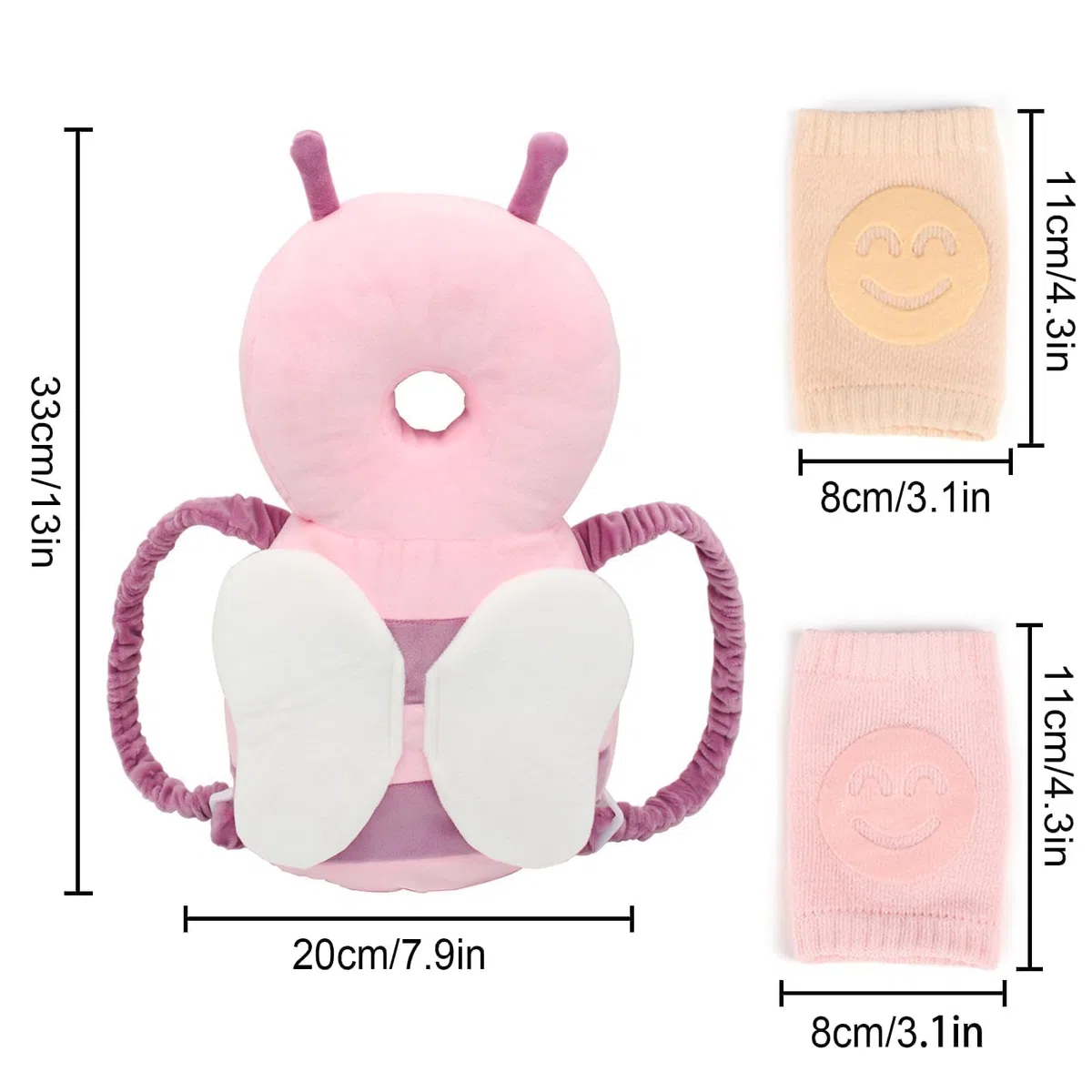 Protector de Cabeza para Bebés, Almohadilla Protectora Ajustable Contra Impactos, Suave y Transpirable, Adecuada para Bebés que Gatean de 4 y 36 Meses (Rosa)