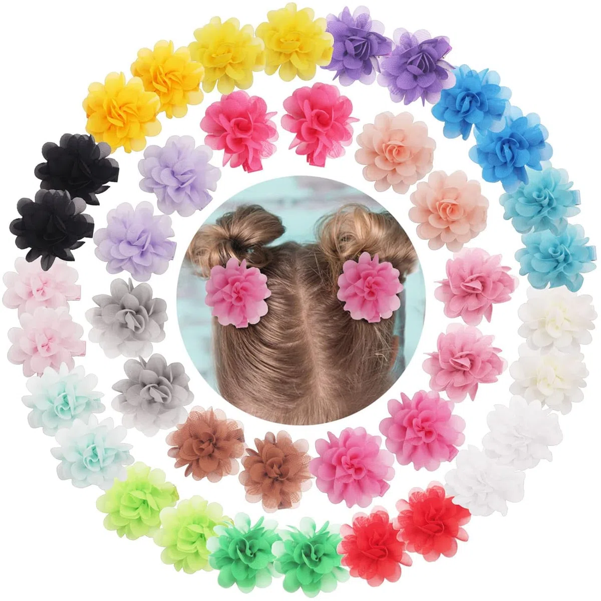 40 Piezas 2 Pulgadas Lazos Pelo Niña, Lazos Bebe,Pinzas de Pelo de Bebé, Antideslizantes,Para Bebés, Niños, Adolescentes, Regalos En Pares