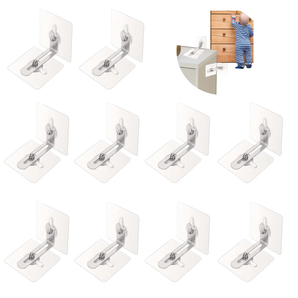 Anclajes de pared para muebles a prueba de bebés, 12 anclajes de pared para muebles a prueba de bebés, anclajes de pared adhesivos para muebles, anclajes de pared sin taladro, anclajes de muebles sin
